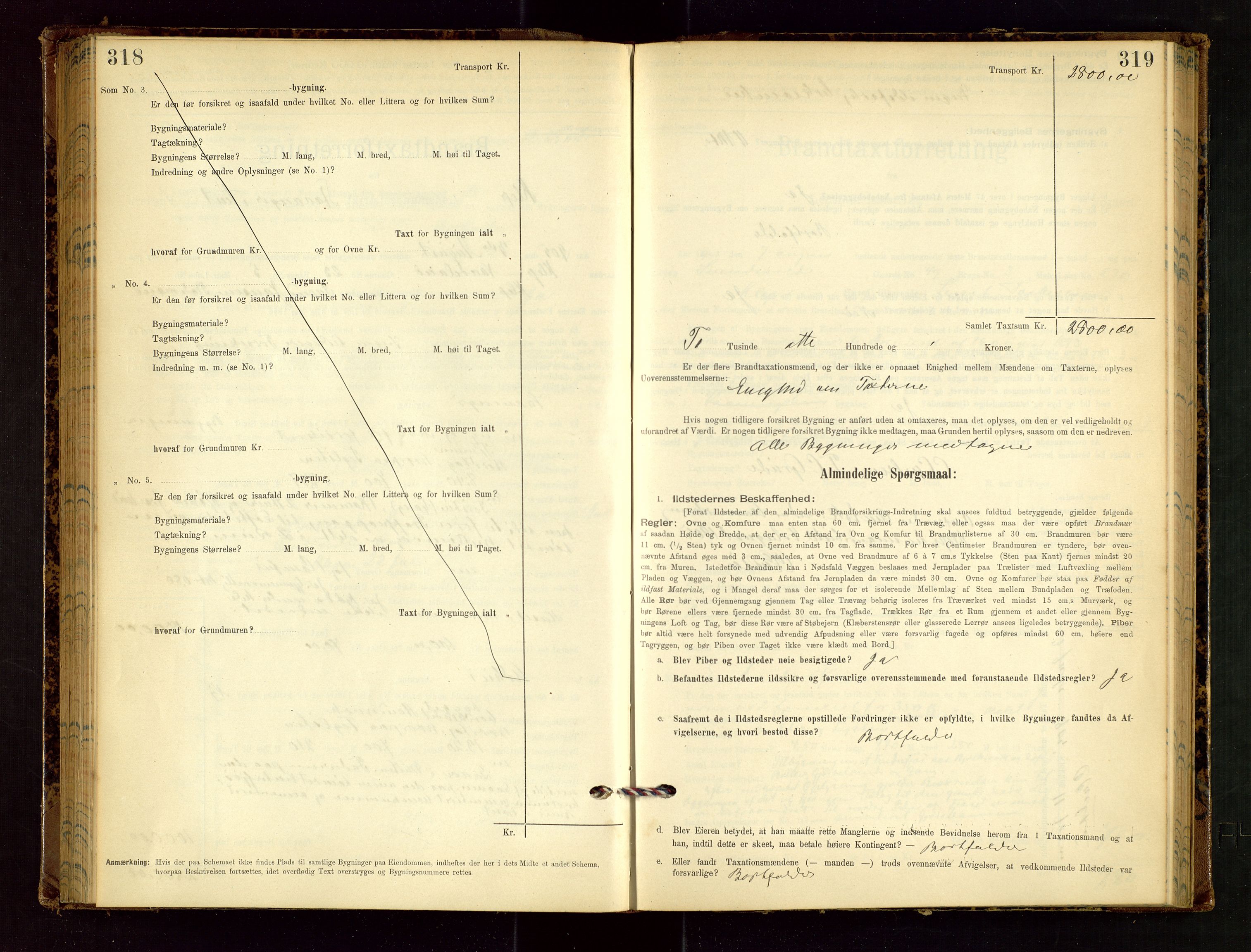 Klepp lensmannskontor, SAST/A-100163/Goc/L0002: "Brandtaxationsprotokol" m/register, 1898-1902, p. 318-319