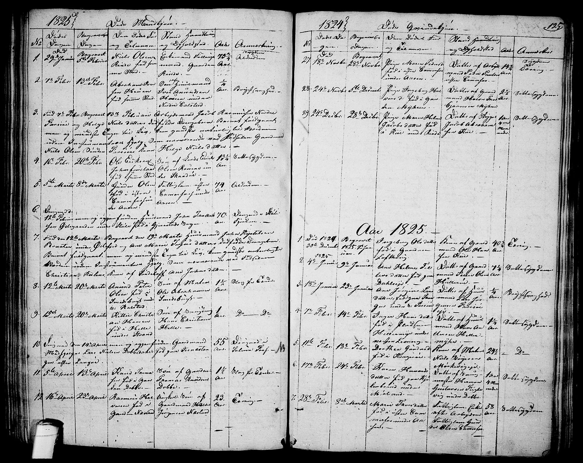 Sannidal kirkebøker, SAKO/A-296/F/Fa/L0005: Parish register (official) no. 5, 1823-1830, p. 125