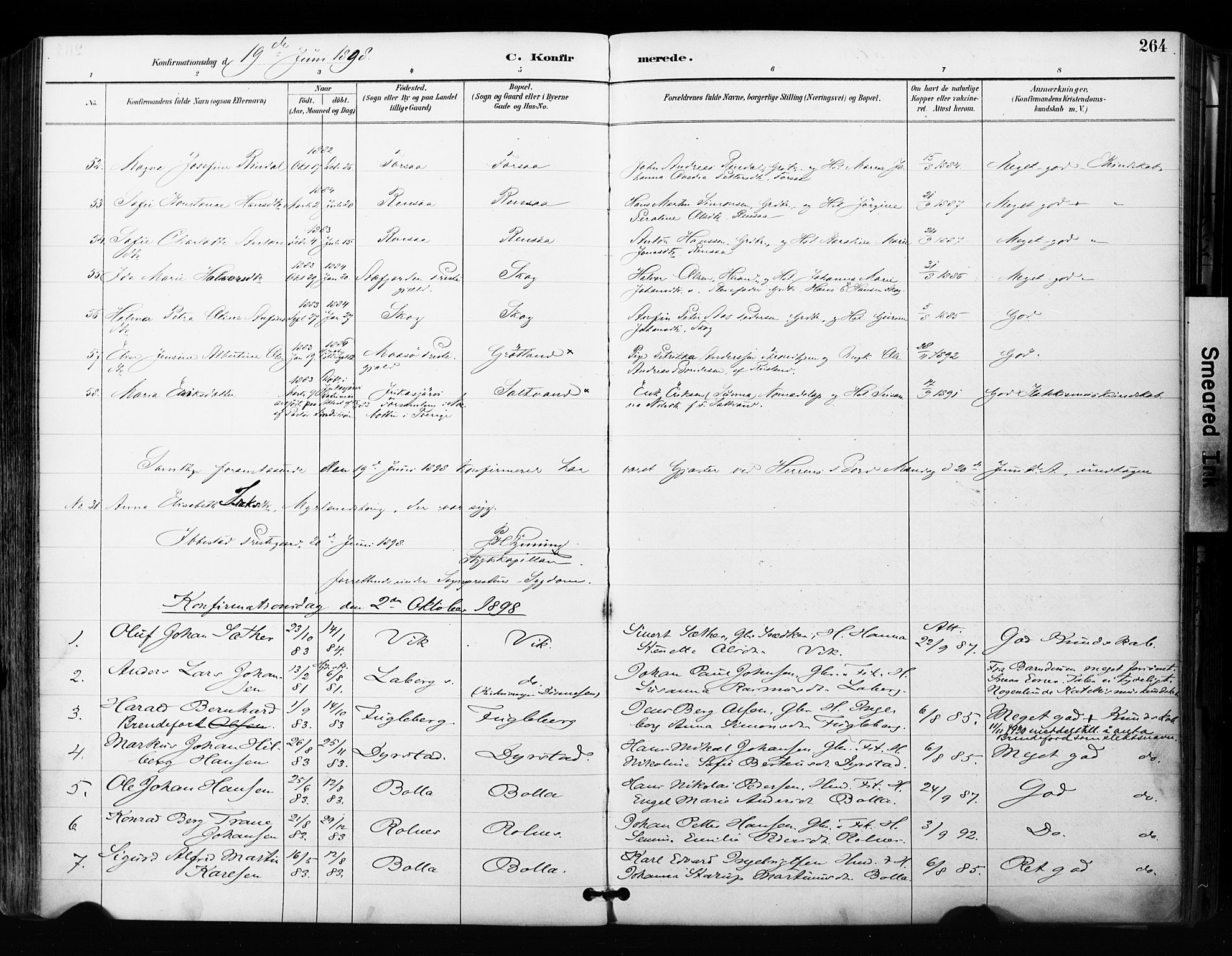 Ibestad sokneprestembete, SATØ/S-0077/H/Ha/Haa/L0012kirke: Parish register (official) no. 12, 1890-1900, p. 264