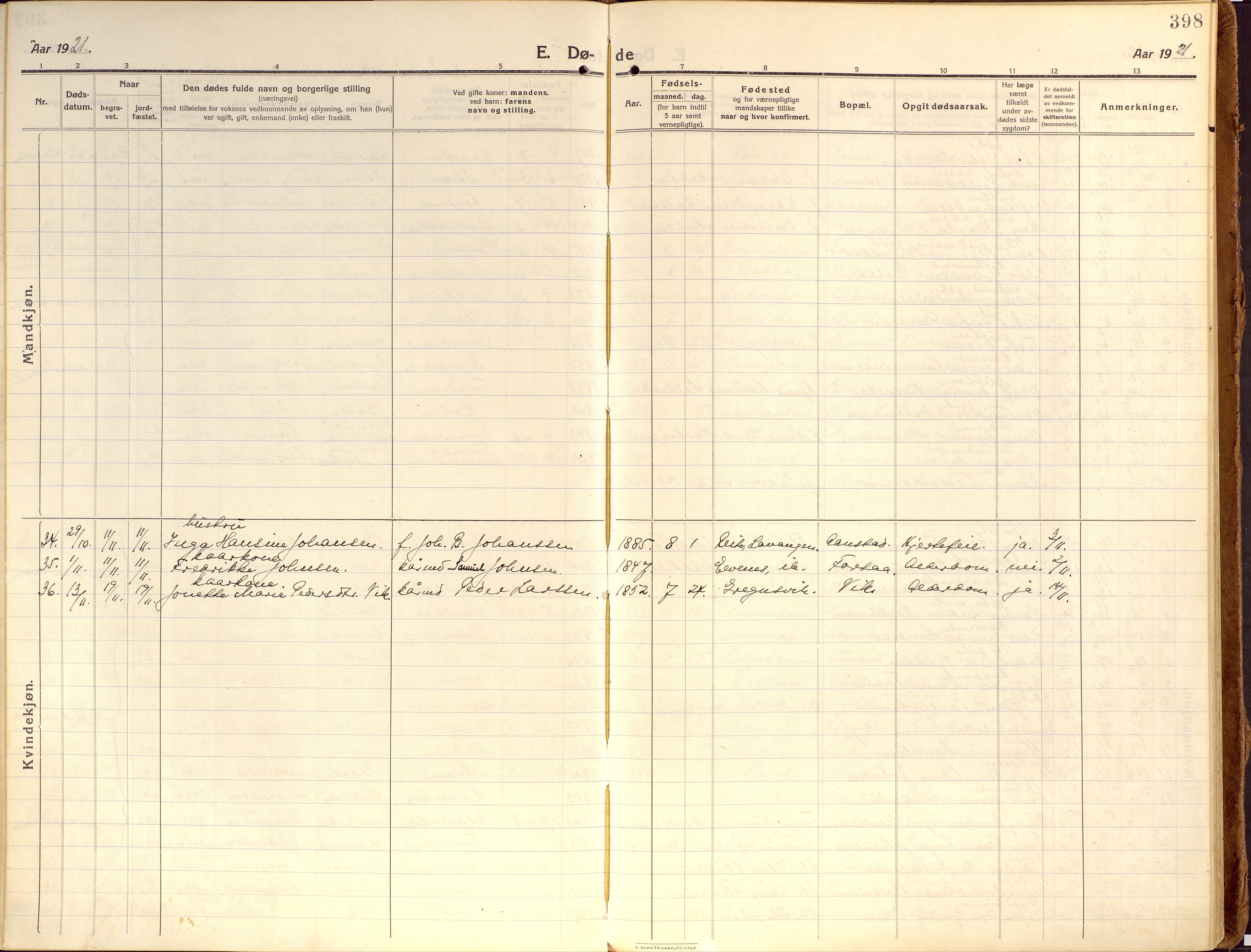 Ibestad sokneprestembete, SATØ/S-0077/H/Ha/Haa/L0018kirke: Parish register (official) no. 18, 1915-1929, p. 398