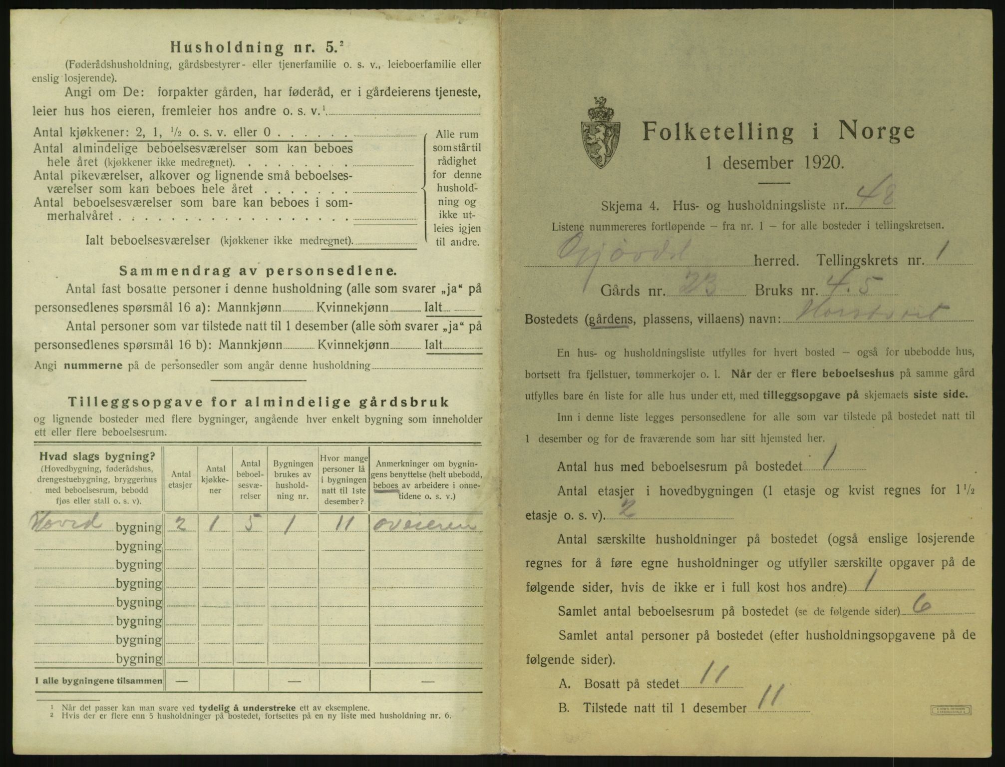 SAK, 1920 census for Gjøvdal, 1920, p. 116