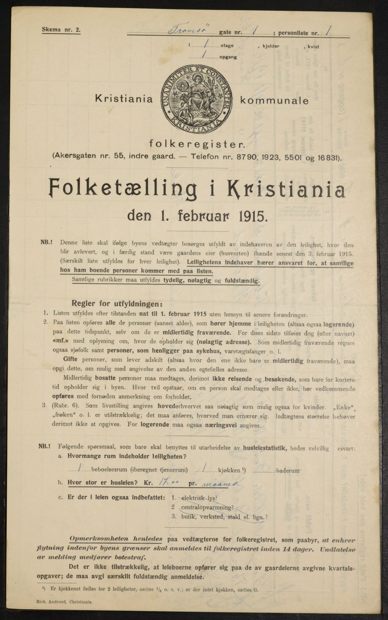 OBA, Municipal Census 1915 for Kristiania, 1915, p. 115806