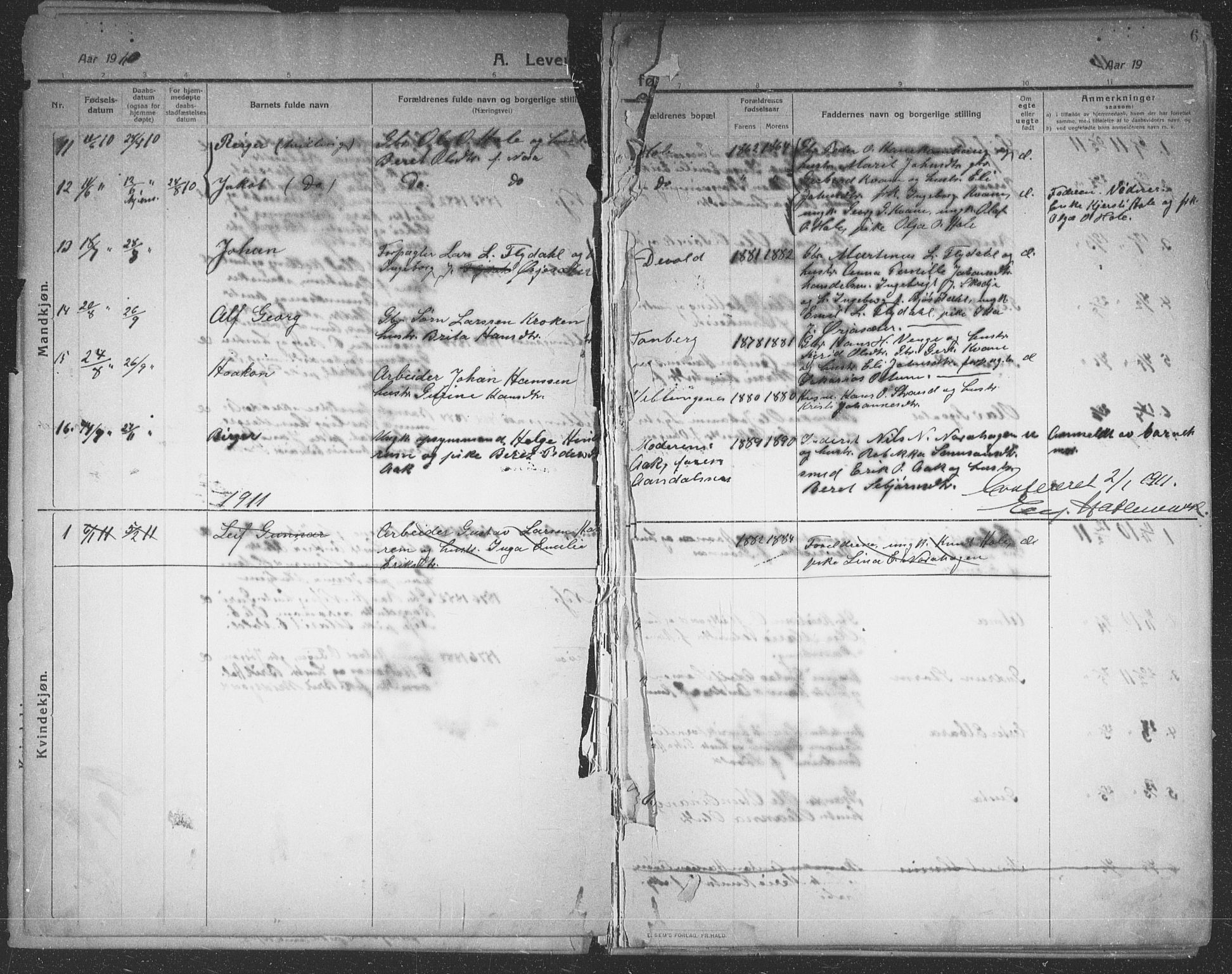 Ministerialprotokoller, klokkerbøker og fødselsregistre - Møre og Romsdal, AV/SAT-A-1454/544/L0581: Parish register (copy) no. 544C03, 1910-1937, p. 6