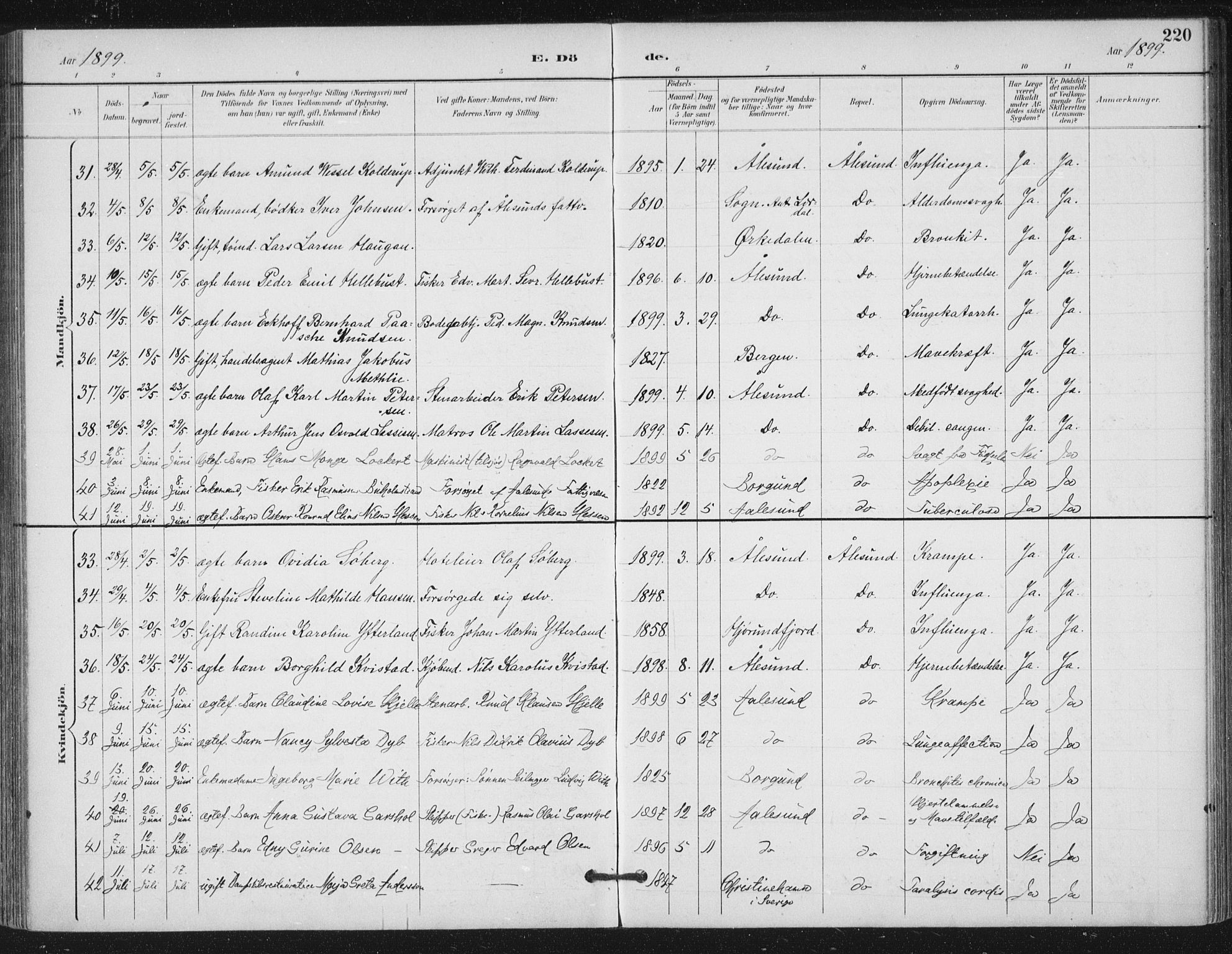 Ministerialprotokoller, klokkerbøker og fødselsregistre - Møre og Romsdal, AV/SAT-A-1454/529/L0457: Parish register (official) no. 529A07, 1894-1903, p. 220