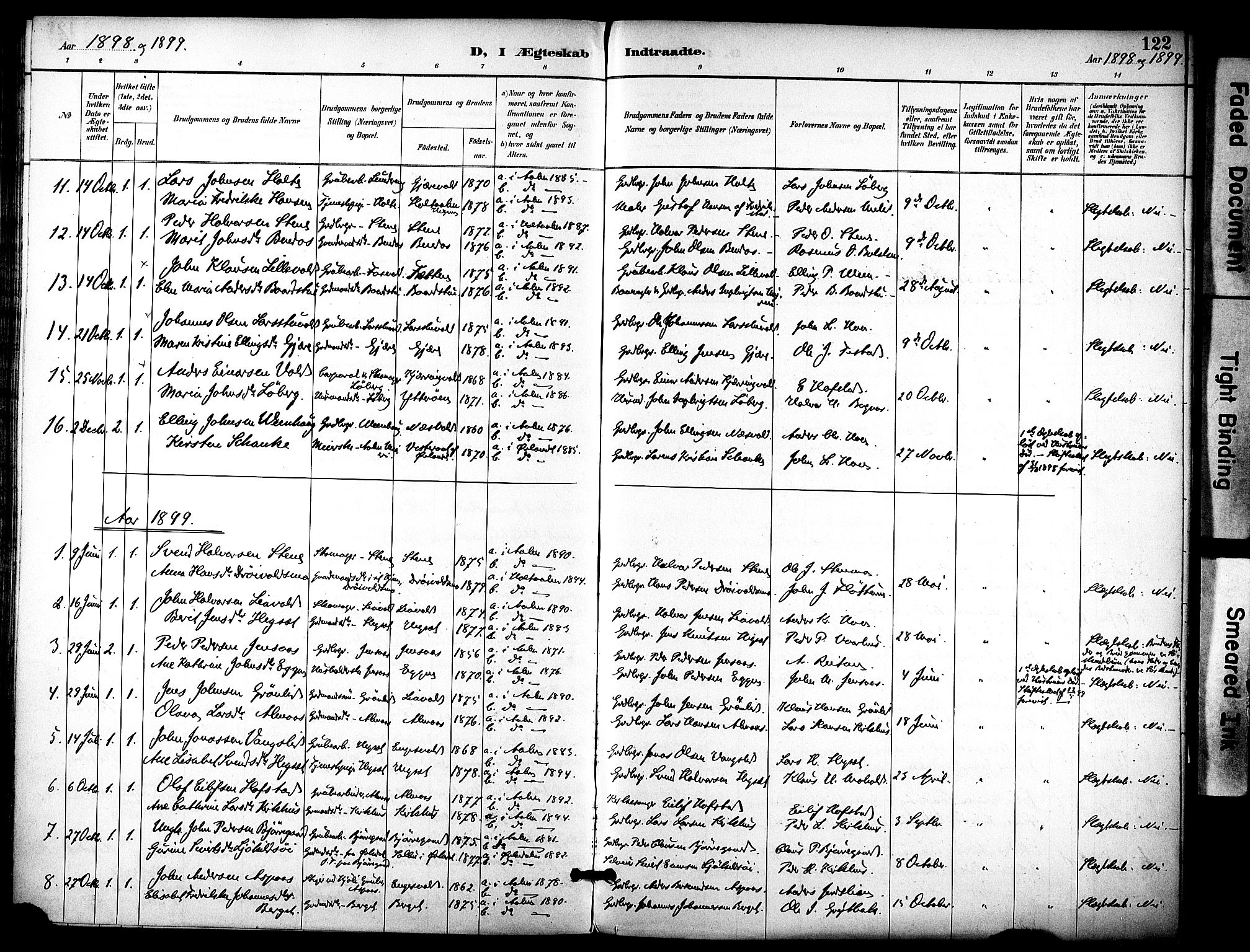 Ministerialprotokoller, klokkerbøker og fødselsregistre - Sør-Trøndelag, SAT/A-1456/686/L0984: Parish register (official) no. 686A02, 1891-1906, p. 122