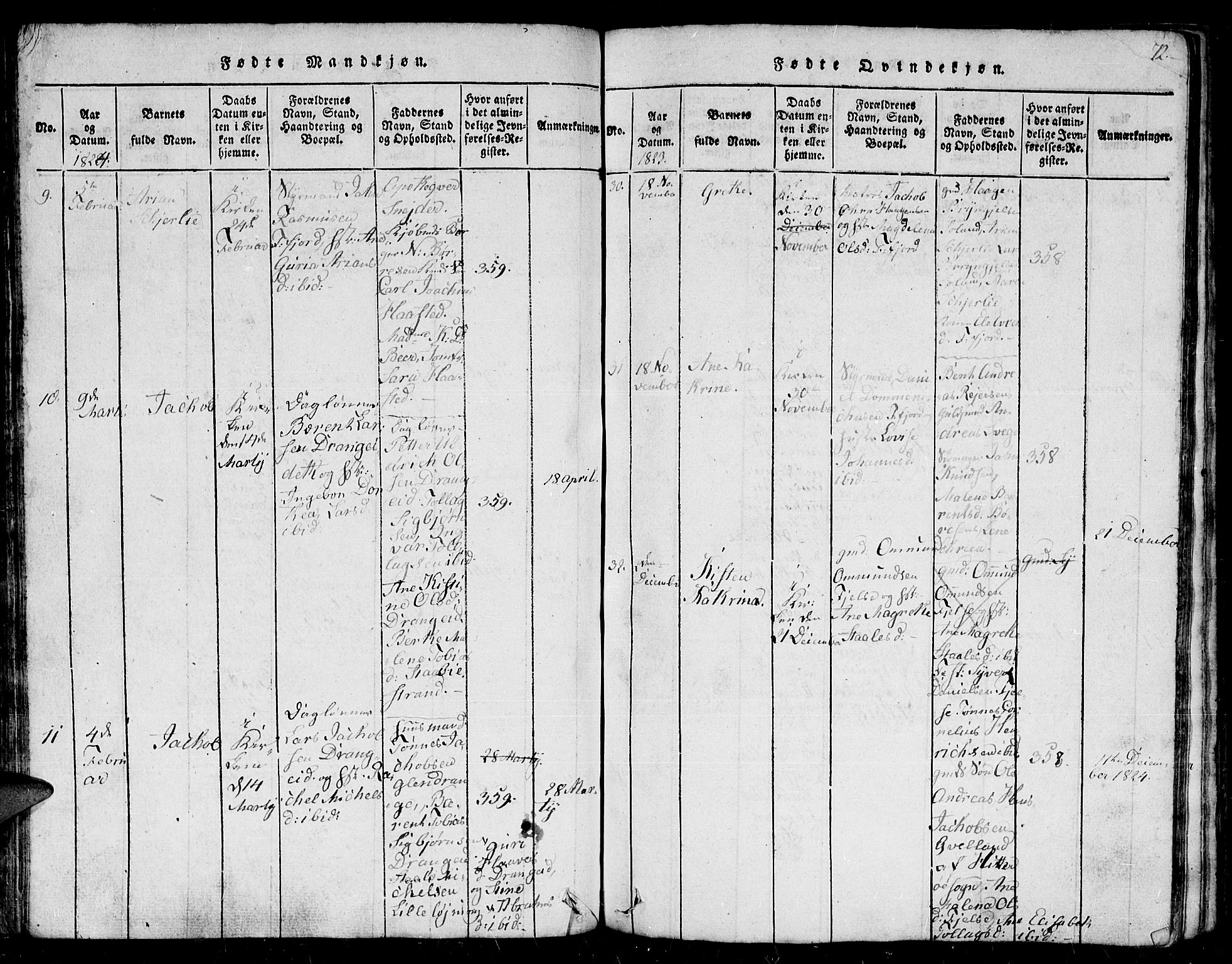 Flekkefjord sokneprestkontor, AV/SAK-1111-0012/F/Fb/Fbc/L0003: Parish register (copy) no. B 3, 1815-1826, p. 72