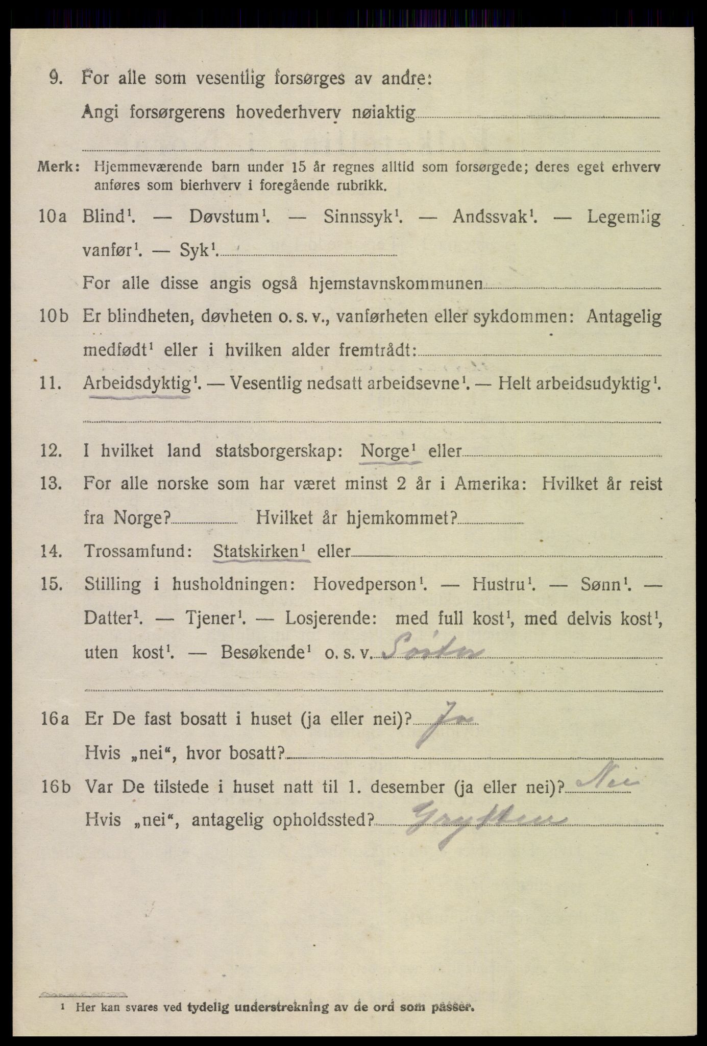 SAT, 1920 census for Veøy, 1920, p. 3086