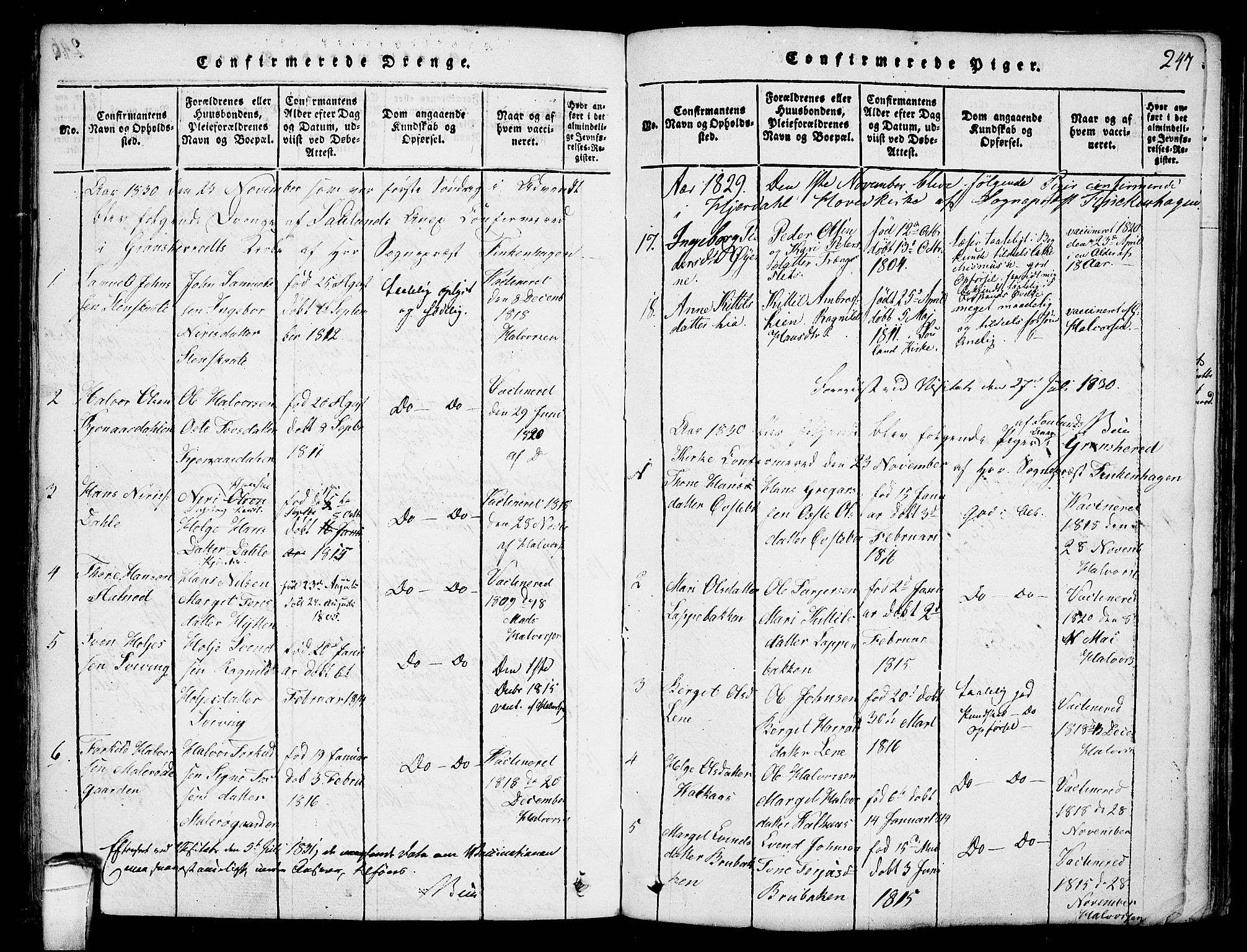 Hjartdal kirkebøker, SAKO/A-270/F/Fb/L0001: Parish register (official) no. II 1, 1815-1843, p. 247