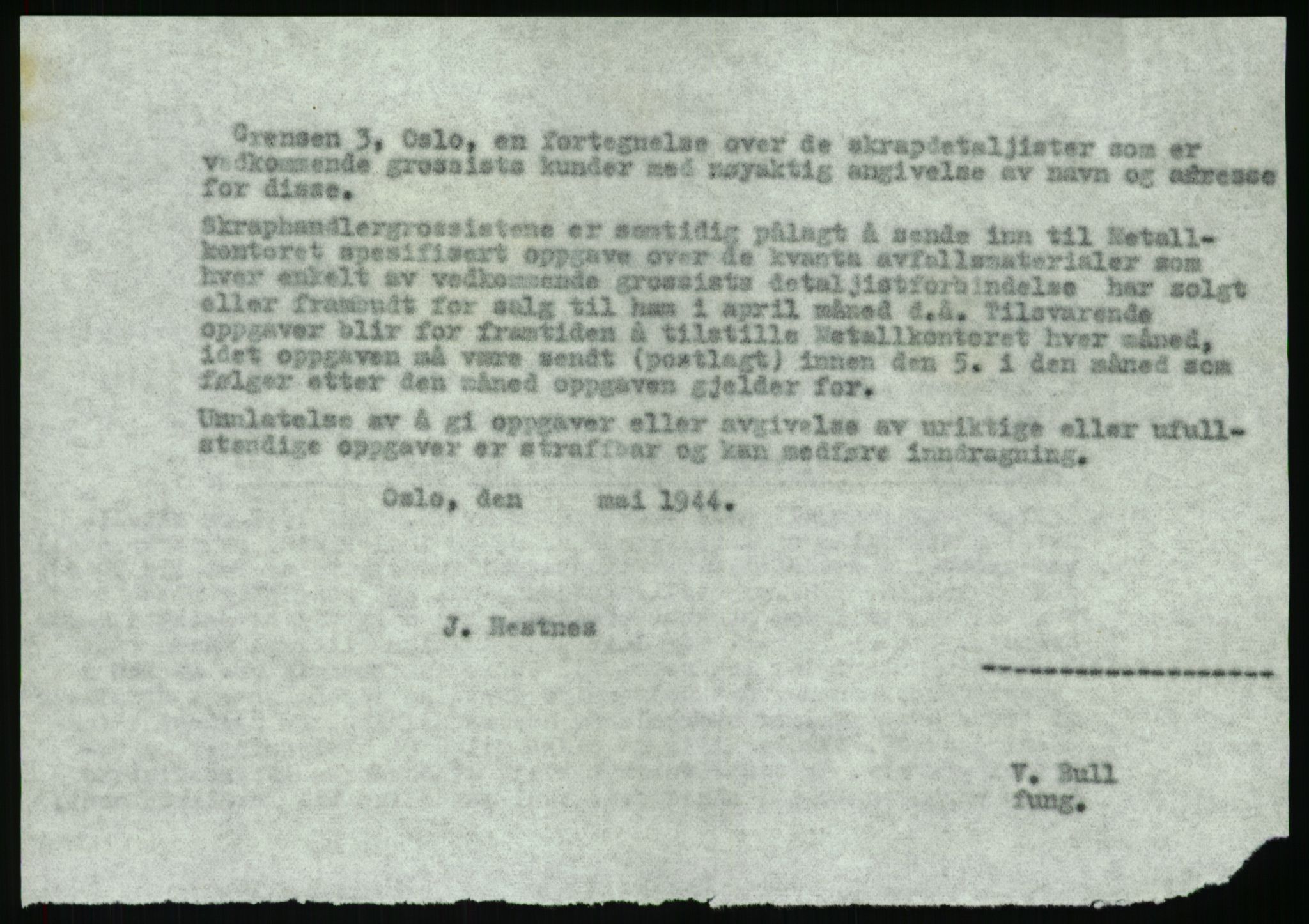 Direktoratet for industriforsyning, Sekretariatet, AV/RA-S-4153/D/Df/L0054: 9. Metallkontoret, 1940-1945, p. 1804