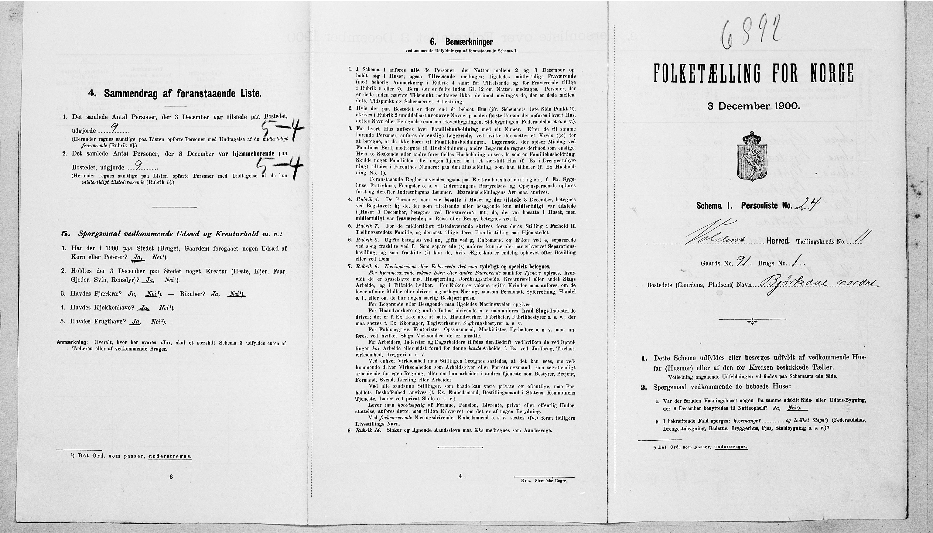 SAT, 1900 census for Volda, 1900, p. 965