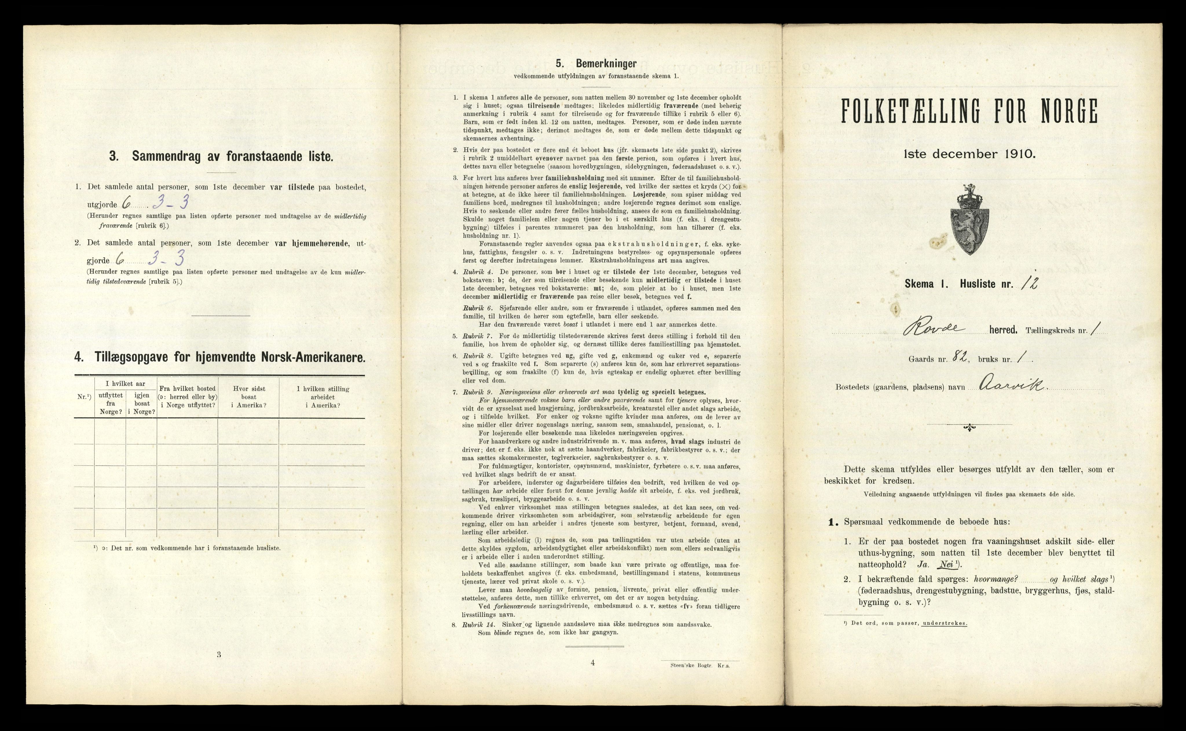 RA, 1910 census for Rovde, 1910, p. 46