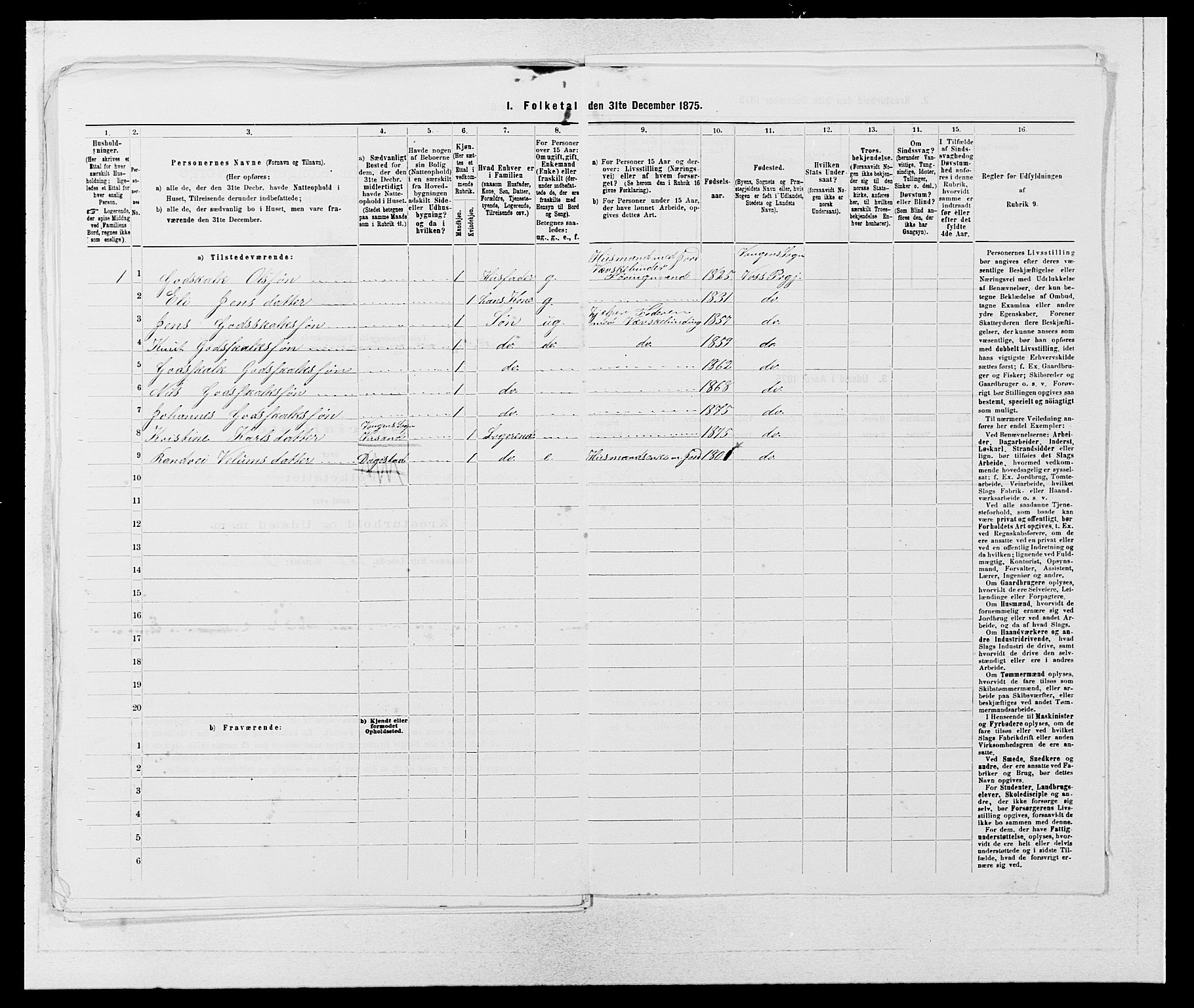 SAB, 1875 census for 1235P Voss, 1875, p. 1578