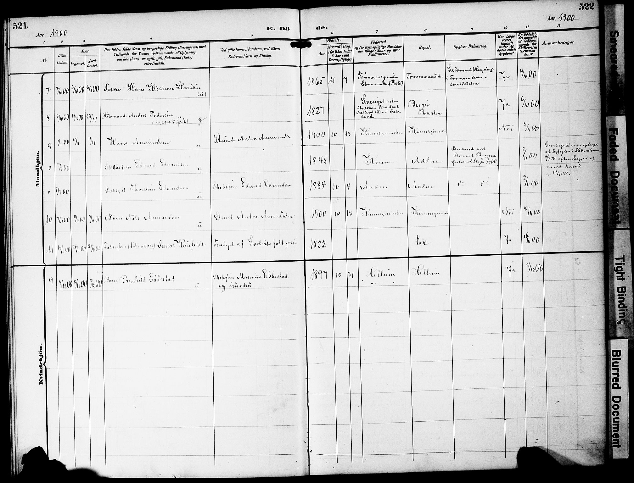 Strømm kirkebøker, AV/SAKO-A-322/G/Ga/L0004: Parish register (copy) no. I 4, 1897-1927, p. 521-522