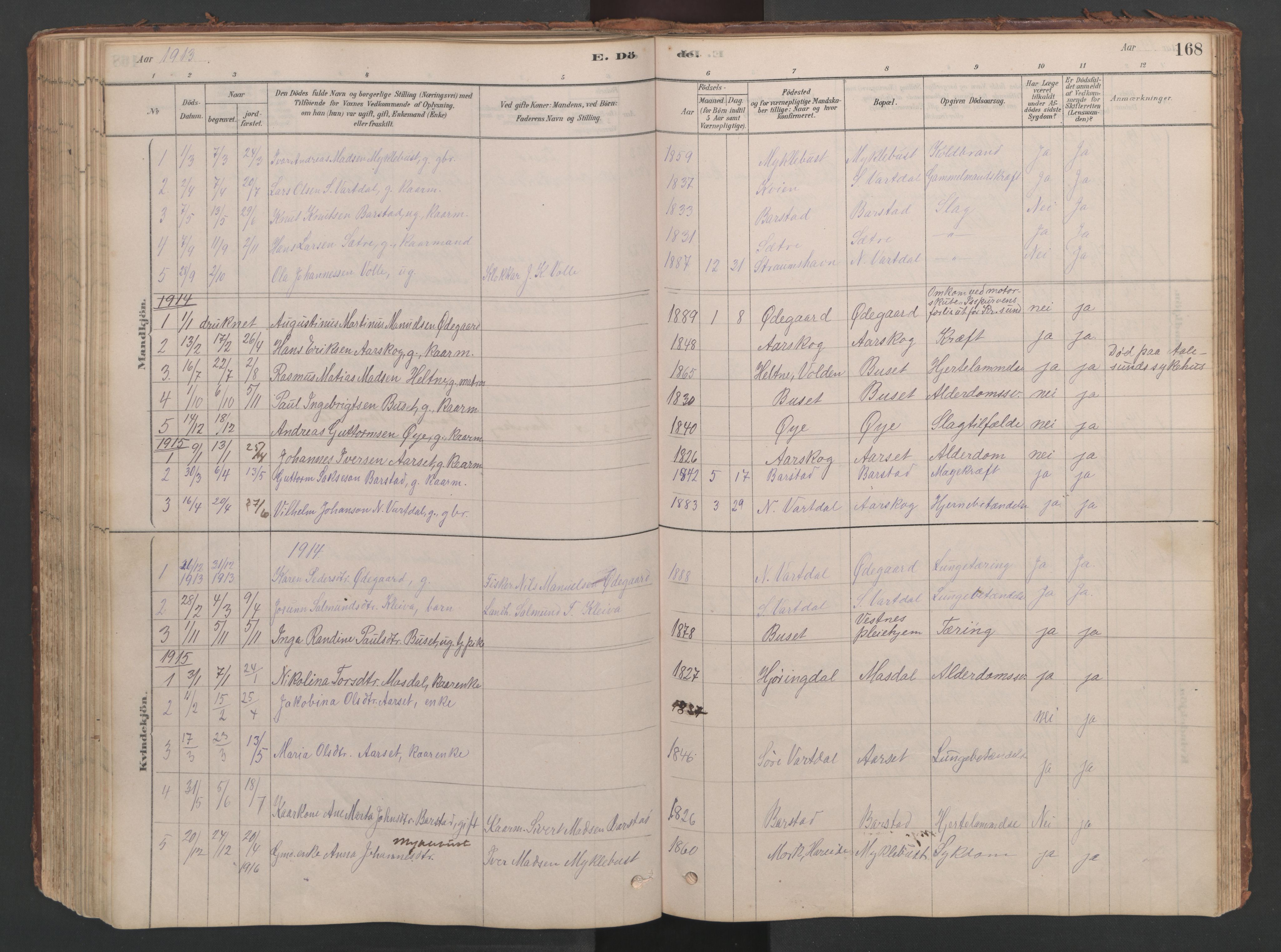 Ministerialprotokoller, klokkerbøker og fødselsregistre - Møre og Romsdal, SAT/A-1454/514/L0201: Parish register (copy) no. 514C01, 1878-1919, p. 168