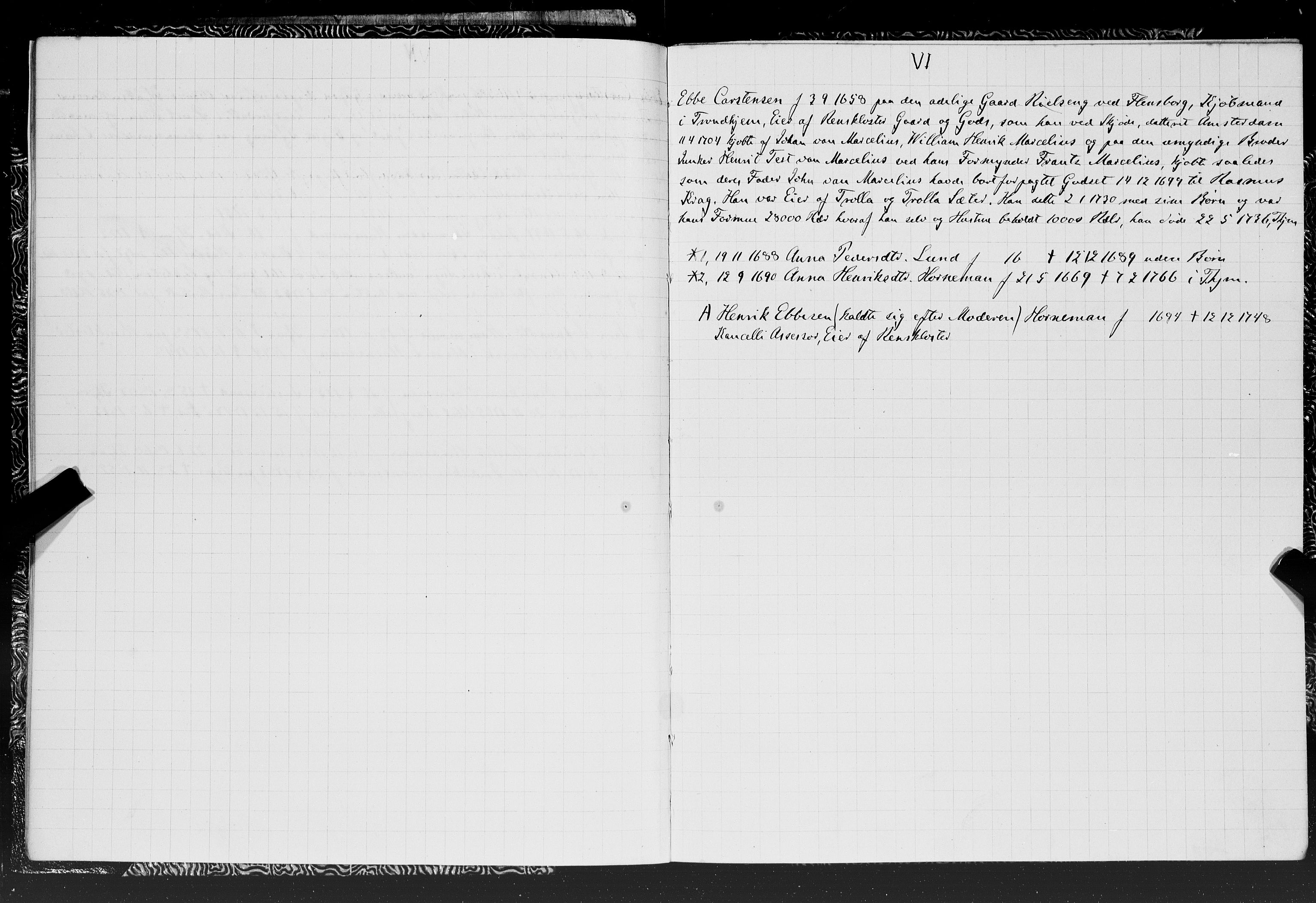 Hornemans samlinger, SAT/PA-X/A/L0014: Jakob Hersleb Hornemans forfedre, 1600-1886