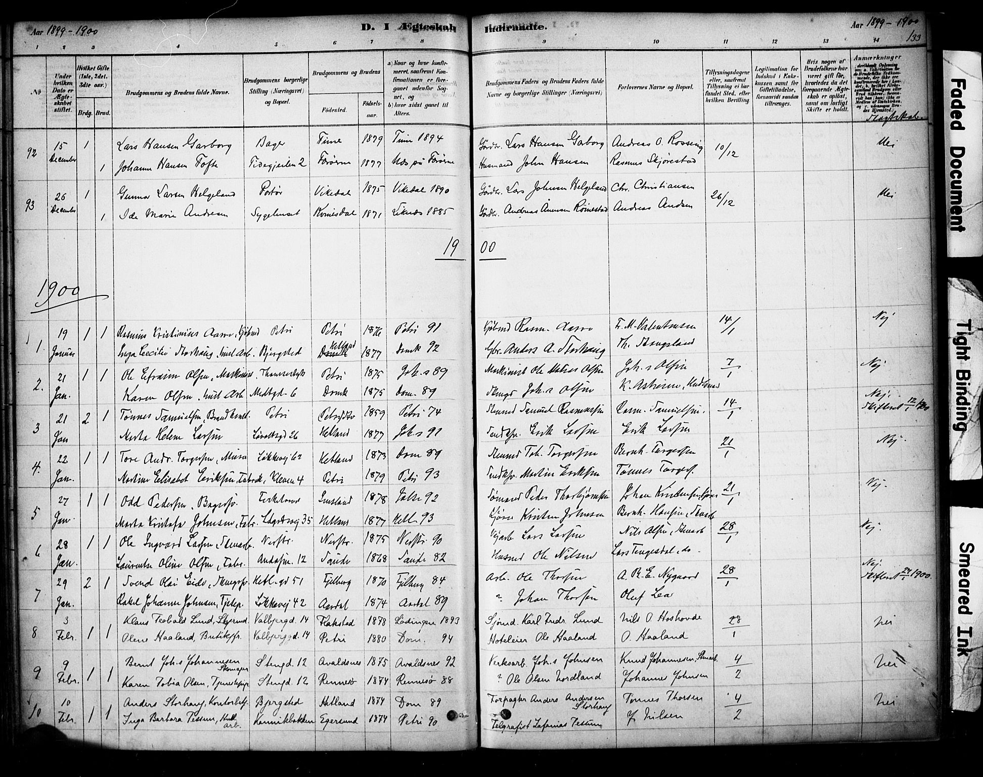 Domkirken sokneprestkontor, SAST/A-101812/001/30/30BA/L0029: Parish register (official) no. A 28, 1878-1904, p. 133