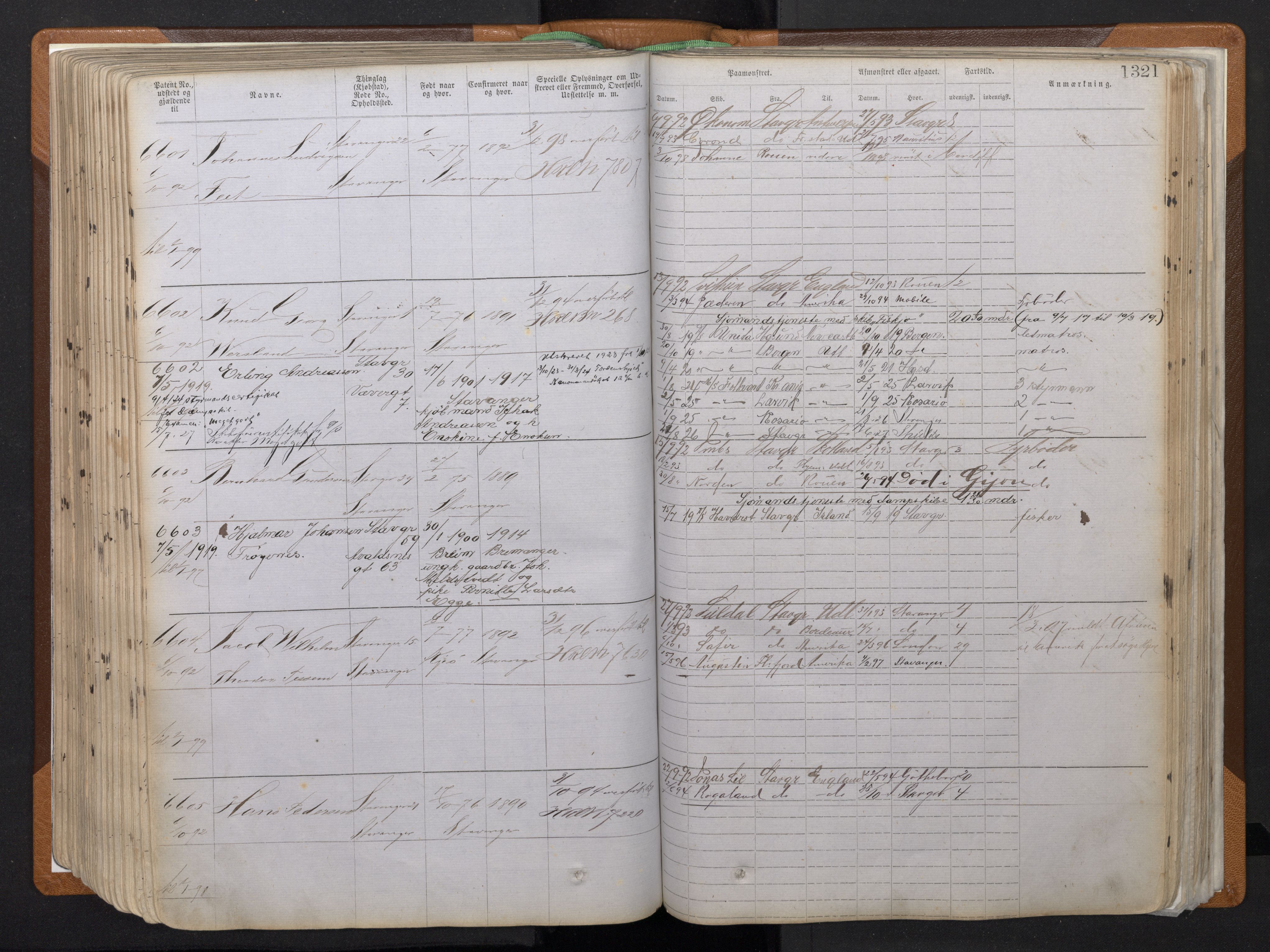 Stavanger sjømannskontor, AV/SAST-A-102006/F/Ff/L0011: Annotasjonsrulle, patentnr. 5225-7180 (dublett), 1887-1900, p. 295