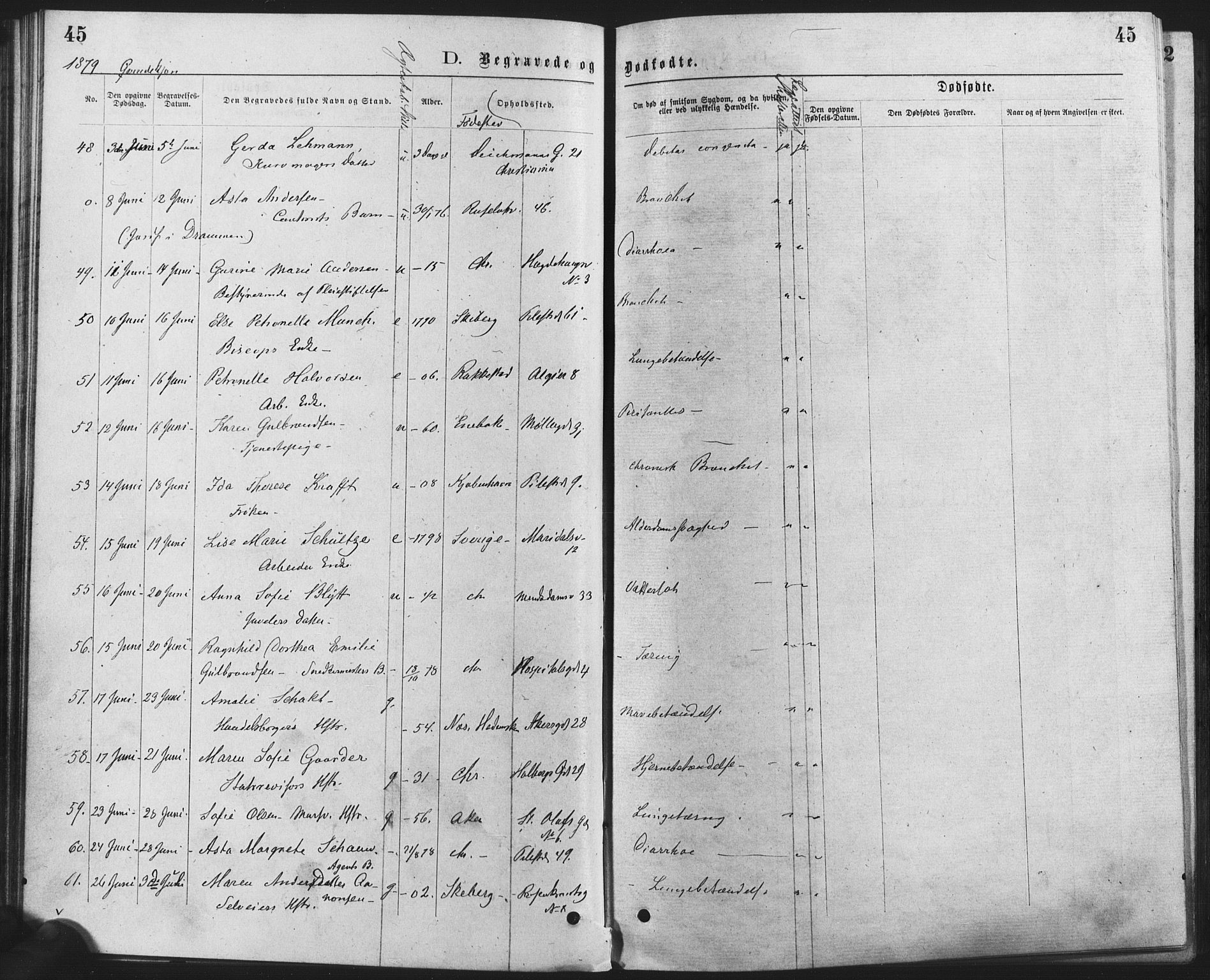 Trefoldighet prestekontor Kirkebøker, AV/SAO-A-10882/F/Fd/L0002: Parish register (official) no. IV 2, 1877-1885, p. 45