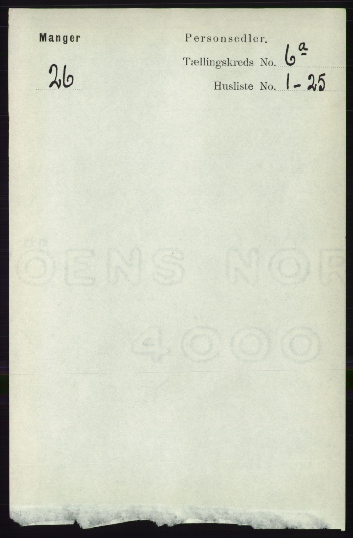 RA, 1891 census for 1261 Manger, 1891, p. 3410