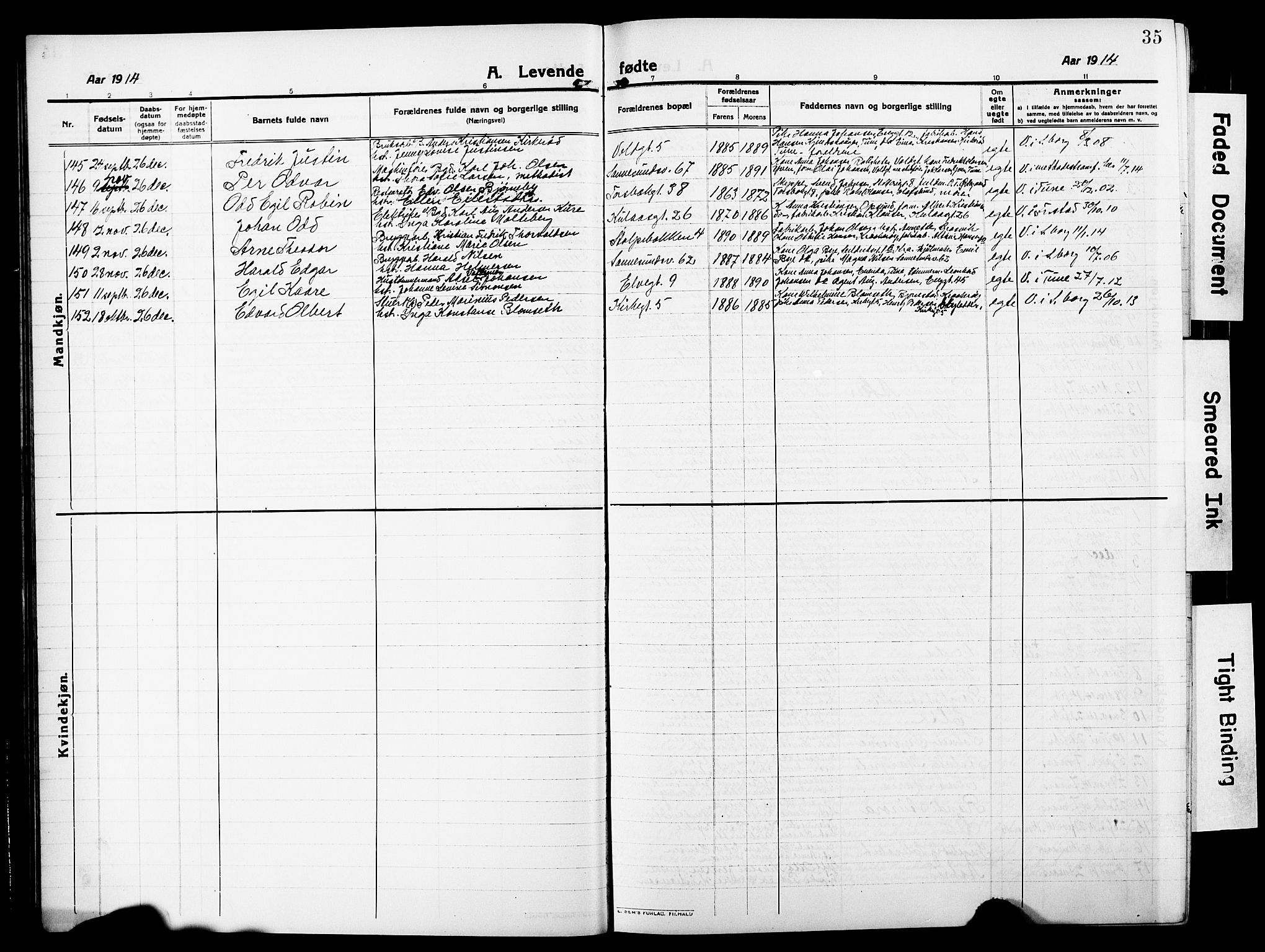 Sarpsborg prestekontor Kirkebøker, AV/SAO-A-2006/G/Ga/L0002: Parish register (copy) no. 2, 1912-1931, p. 35