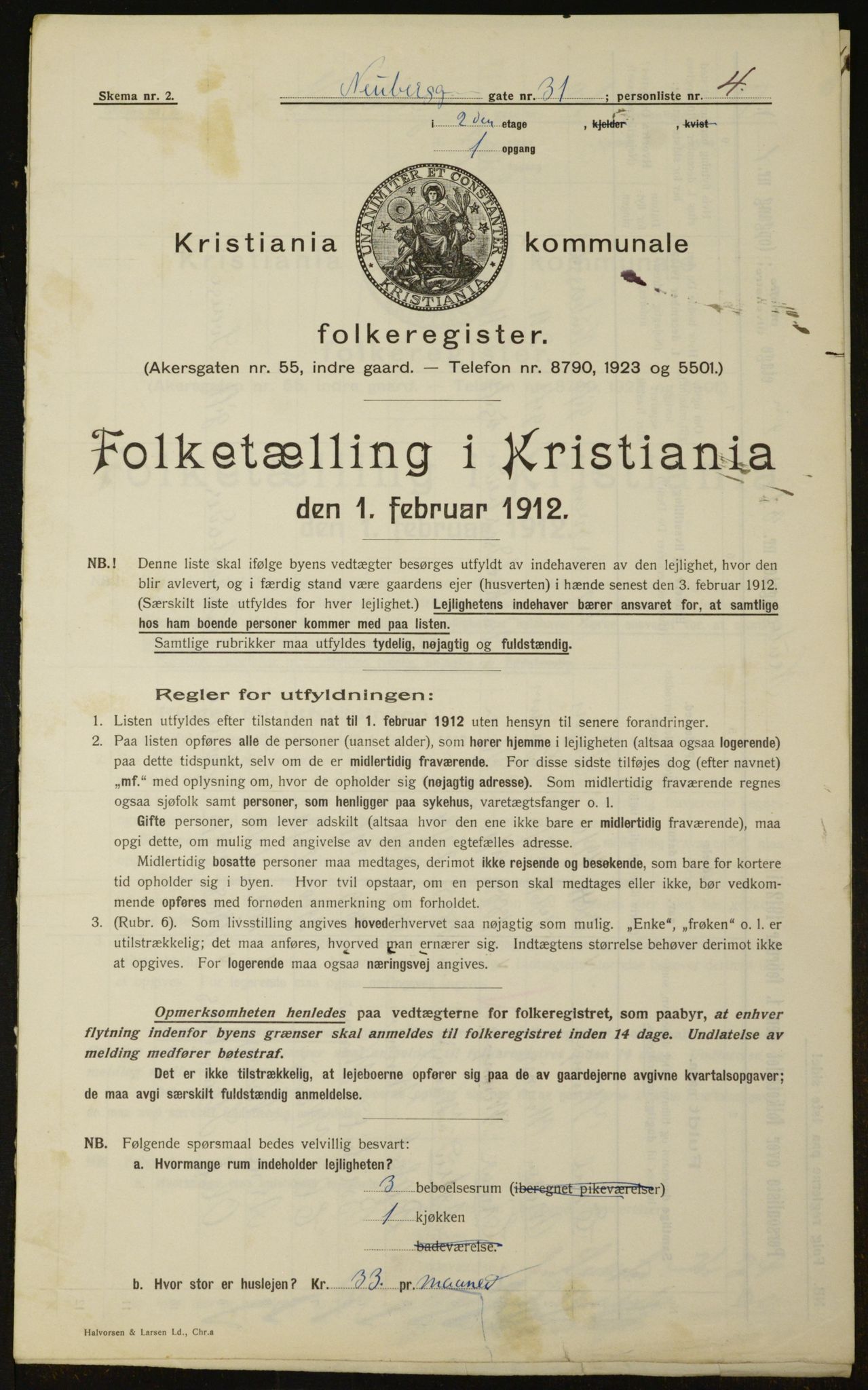 OBA, Municipal Census 1912 for Kristiania, 1912, p. 70714