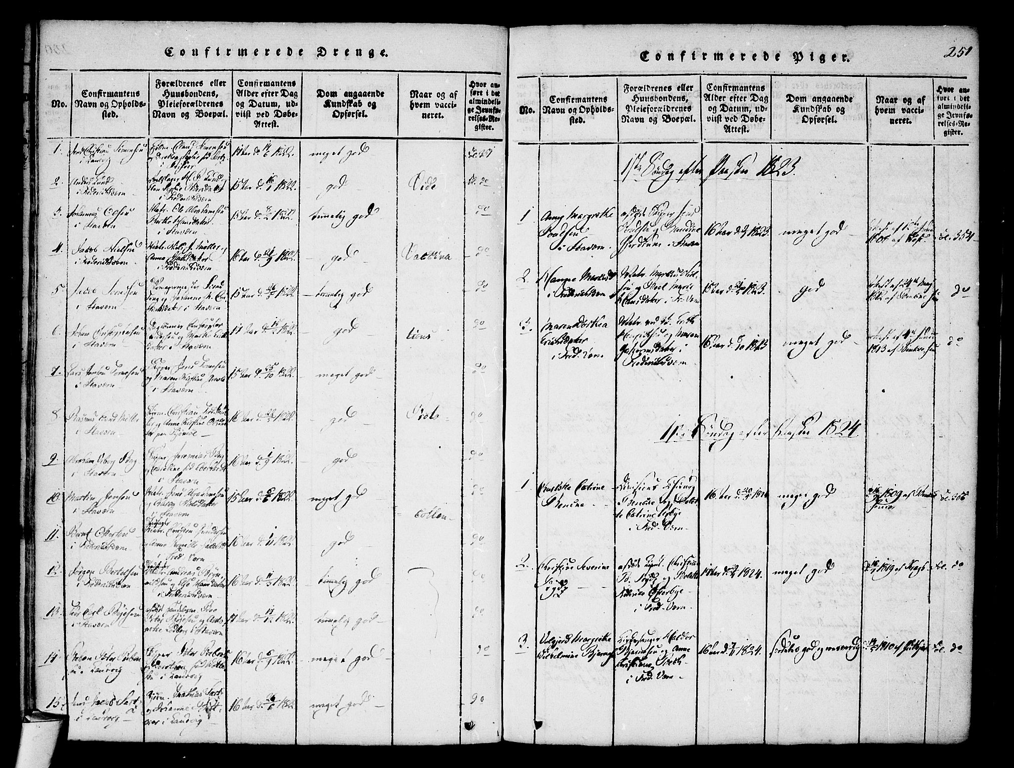 Stavern kirkebøker, SAKO/A-318/F/Fa/L0006: Parish register (official) no. 6, 1816-1839, p. 251
