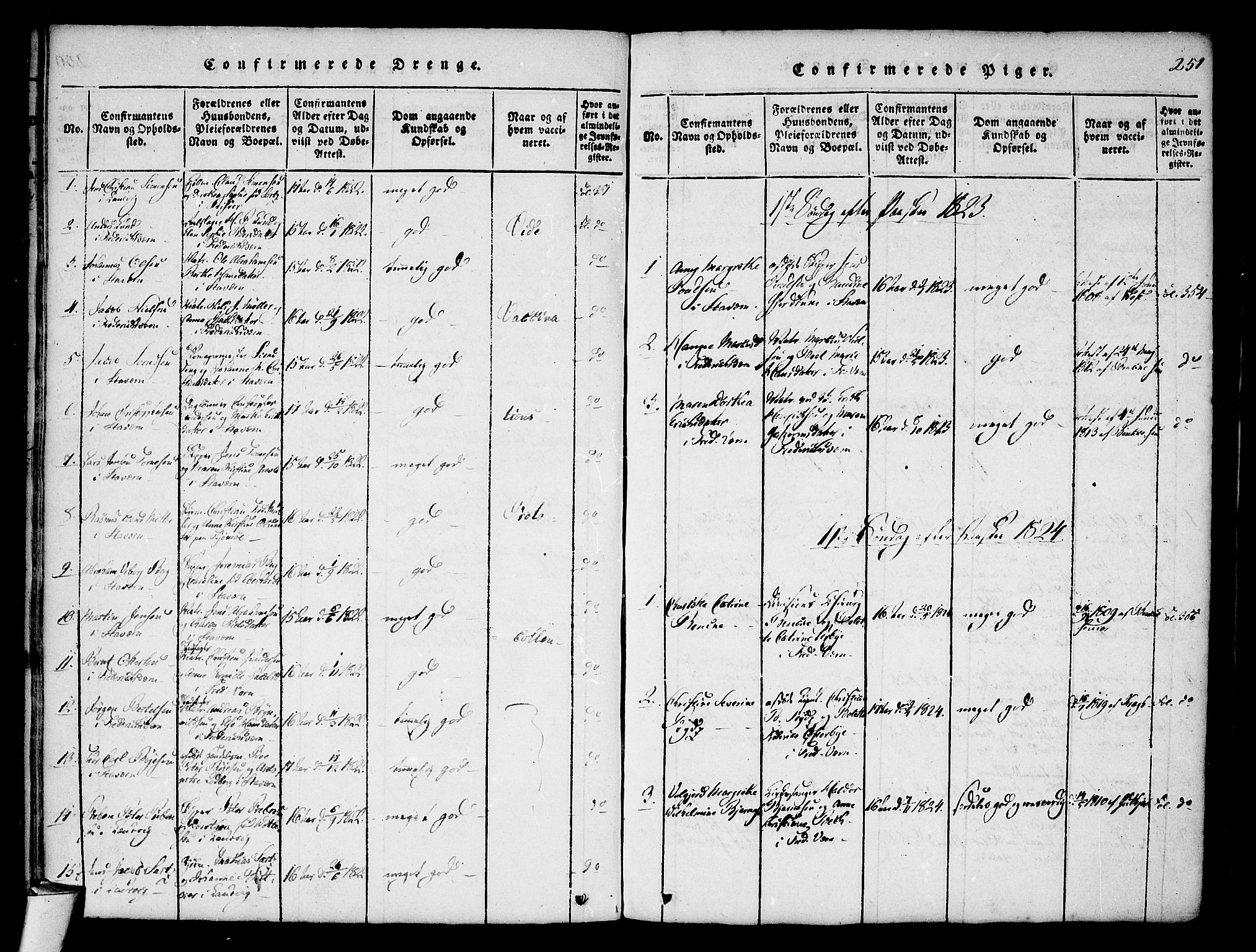 Stavern kirkebøker, AV/SAKO-A-318/F/Fa/L0006: Parish register (official) no. 6, 1816-1839, p. 251