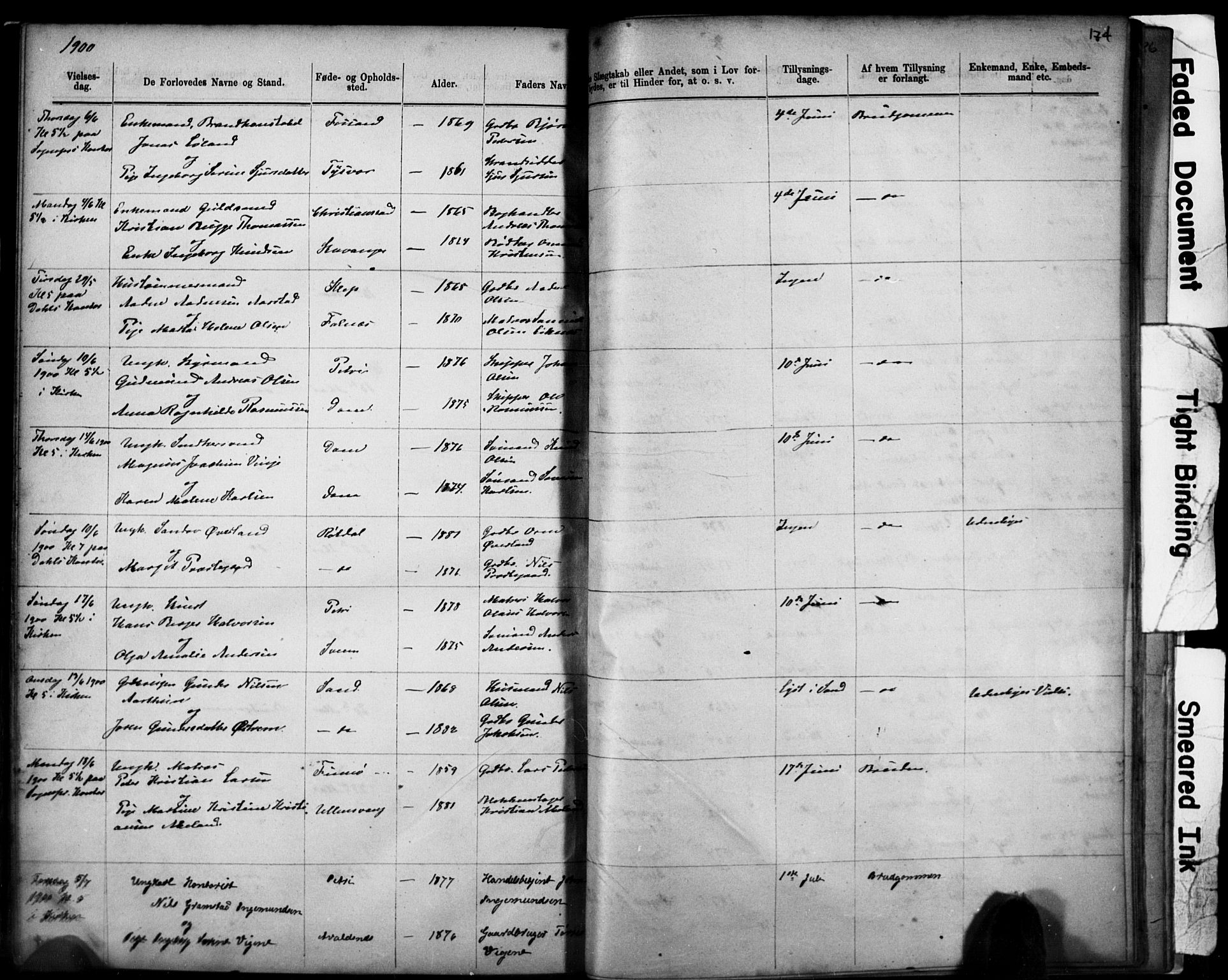 Domkirken sokneprestkontor, AV/SAST-A-101812/001/30/30BB/L0014: Parish register (copy) no. B 14, 1875-1902, p. 174