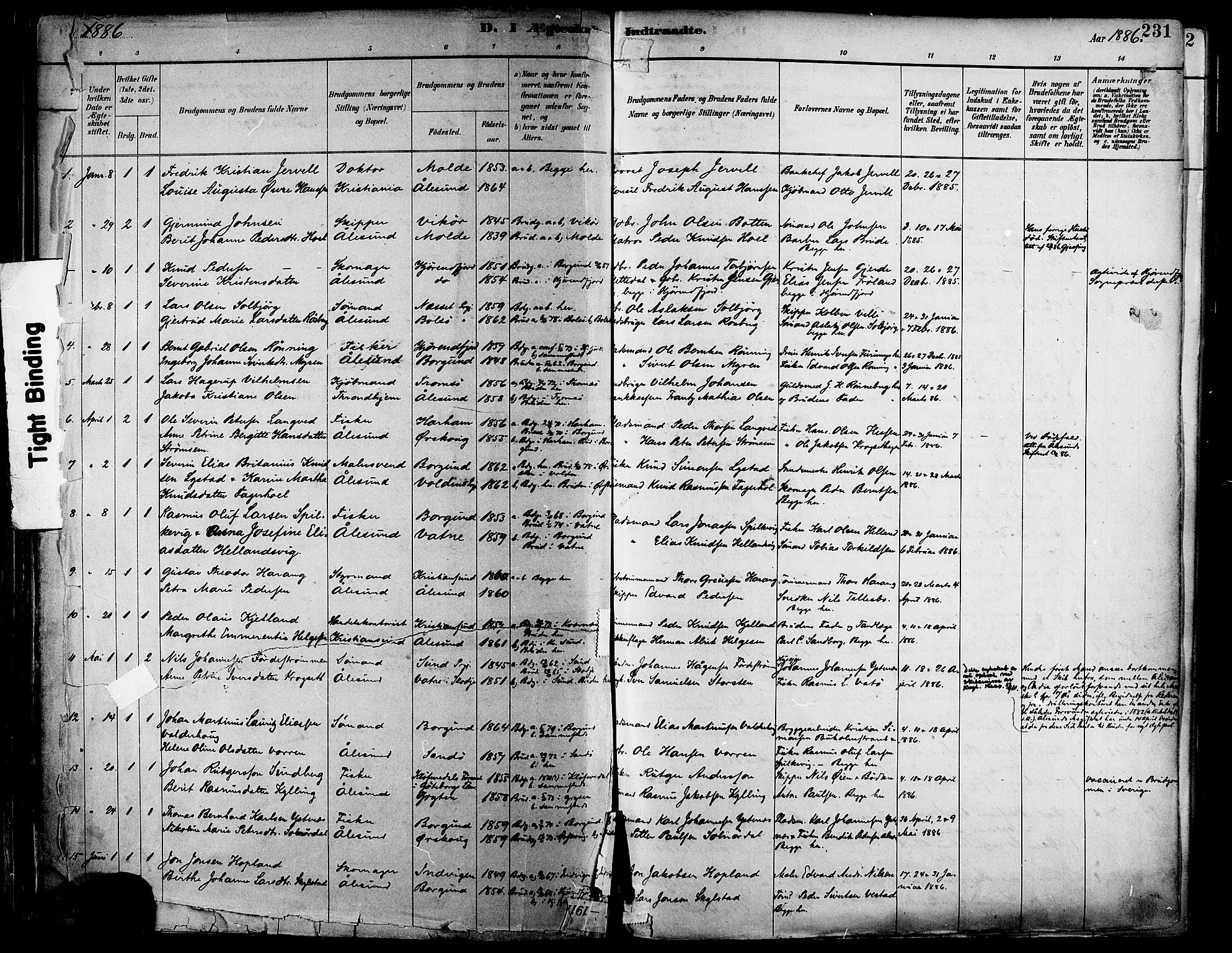 Ministerialprotokoller, klokkerbøker og fødselsregistre - Møre og Romsdal, SAT/A-1454/529/L0455: Parish register (official) no. 529A05, 1885-1893, p. 231