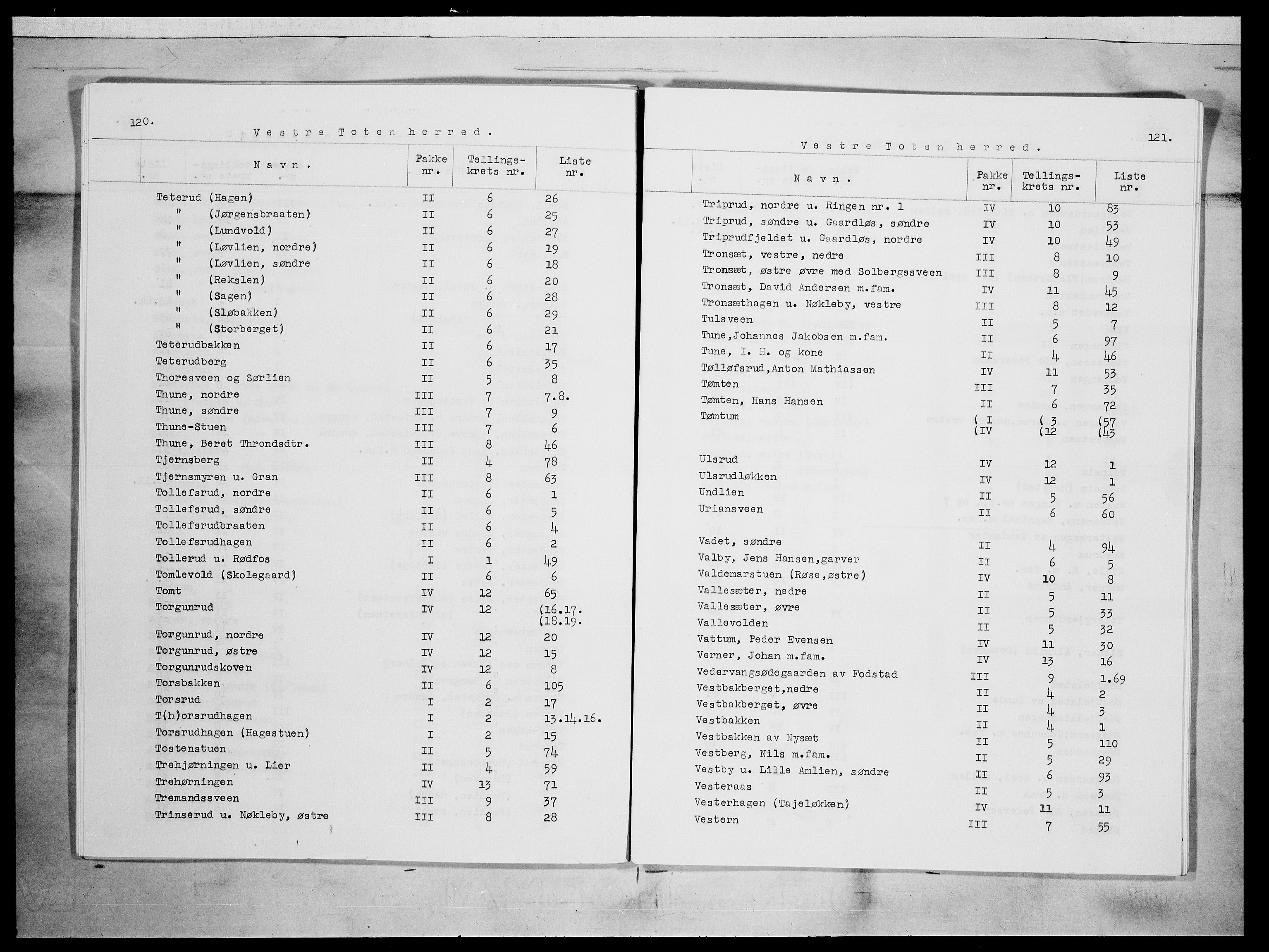 SAH, 1875 census for 0529P Vestre Toten, 1875, p. 20