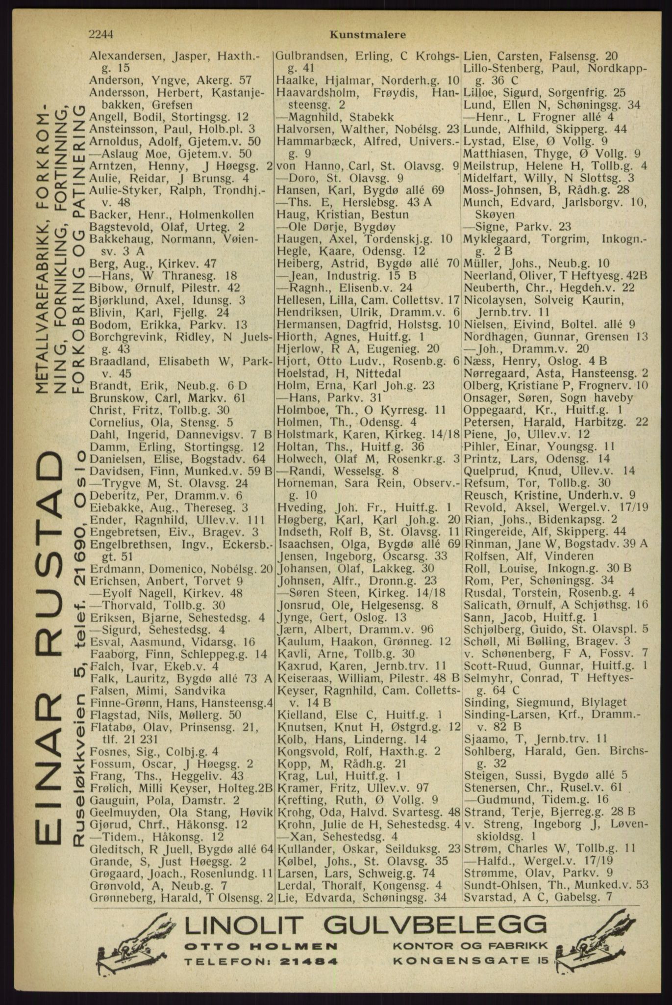 Kristiania/Oslo adressebok, PUBL/-, 1933, p. 2244