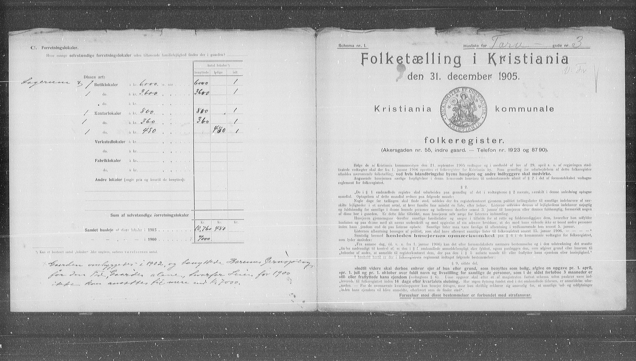 OBA, Municipal Census 1905 for Kristiania, 1905, p. 60230