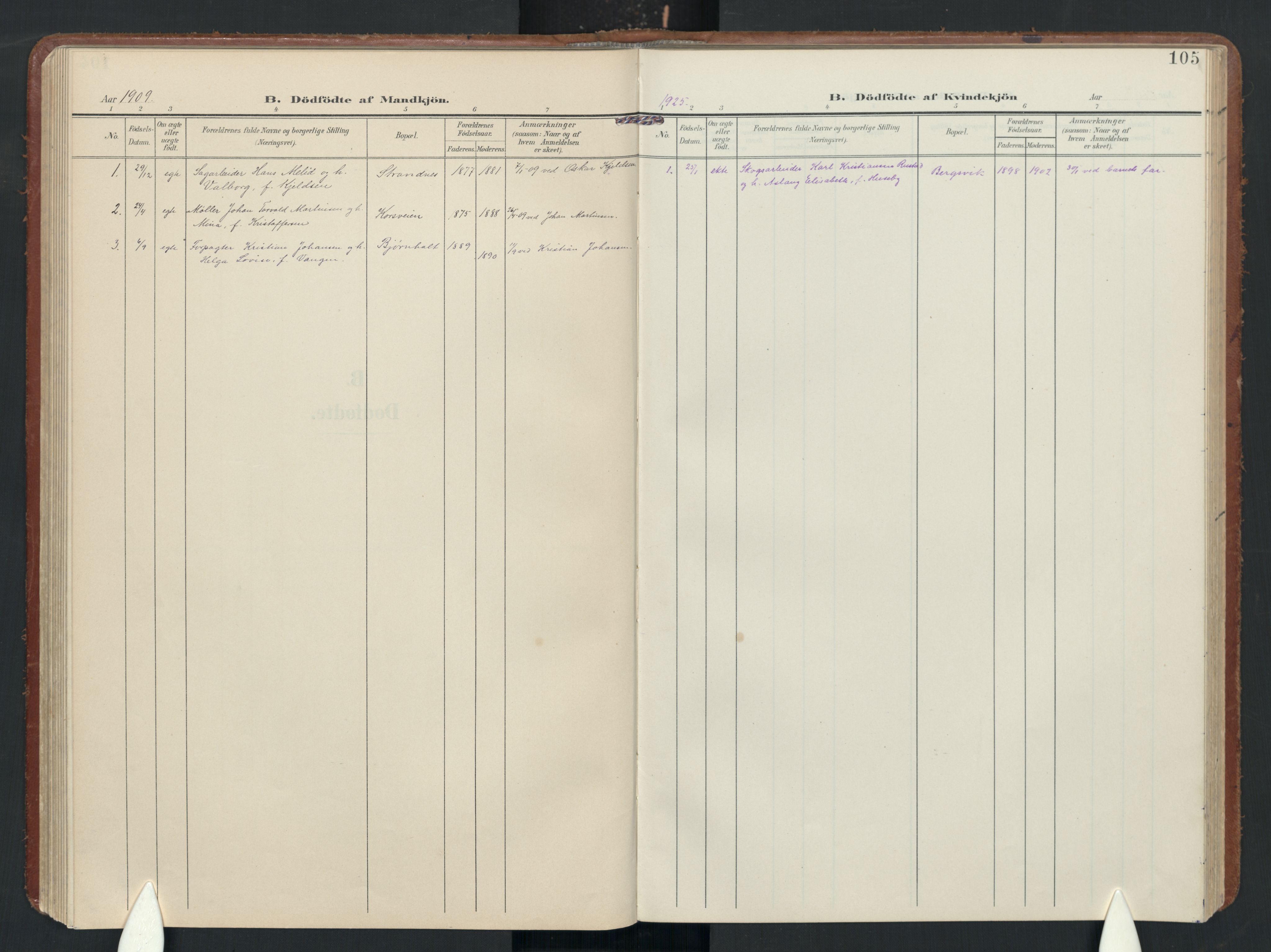 Enebakk prestekontor Kirkebøker, AV/SAO-A-10171c/G/Gb/L0003: Parish register (copy) no. II 3, 1903-1970, p. 105