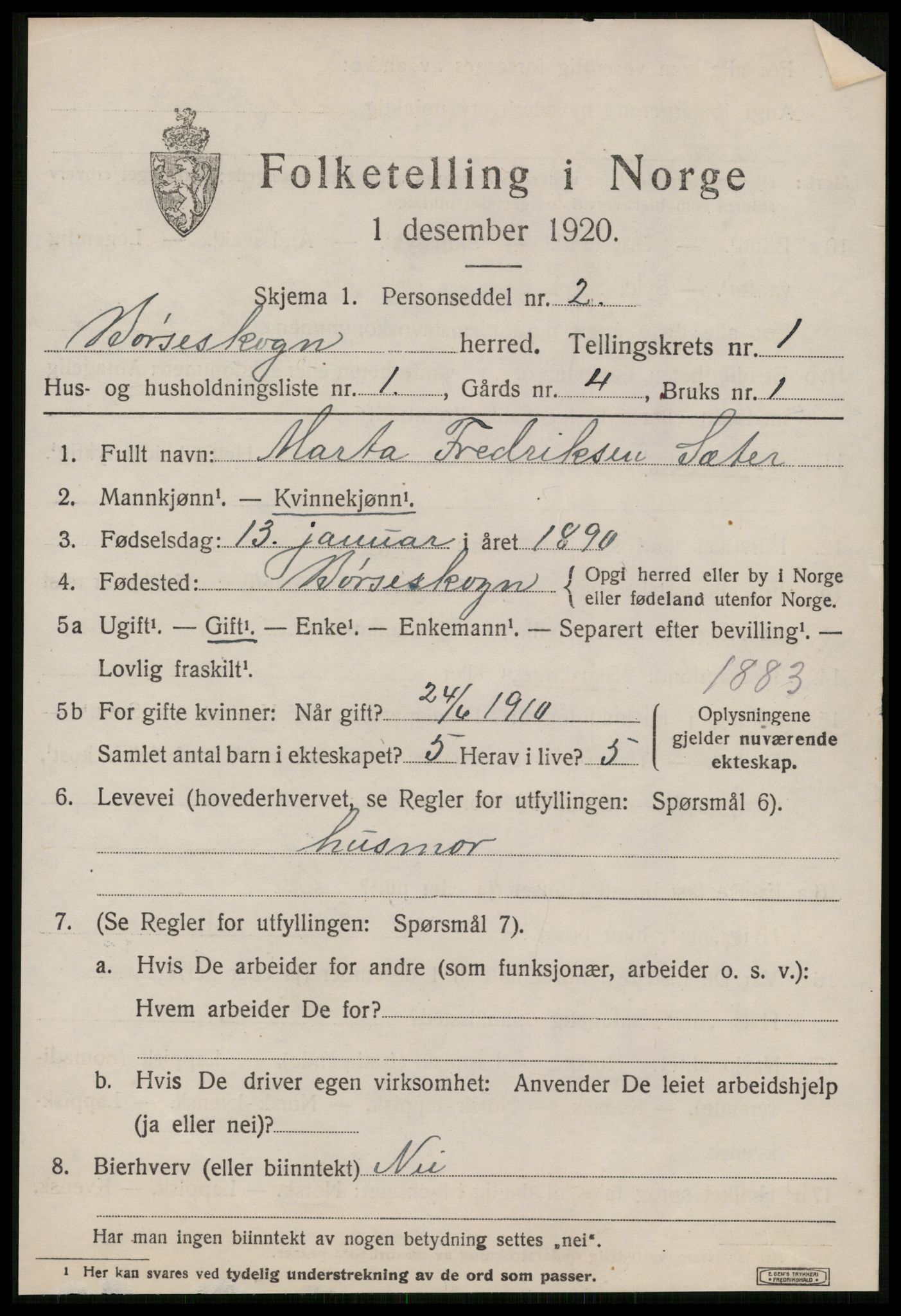 SAT, 1920 census for Børseskogn, 1920, p. 450