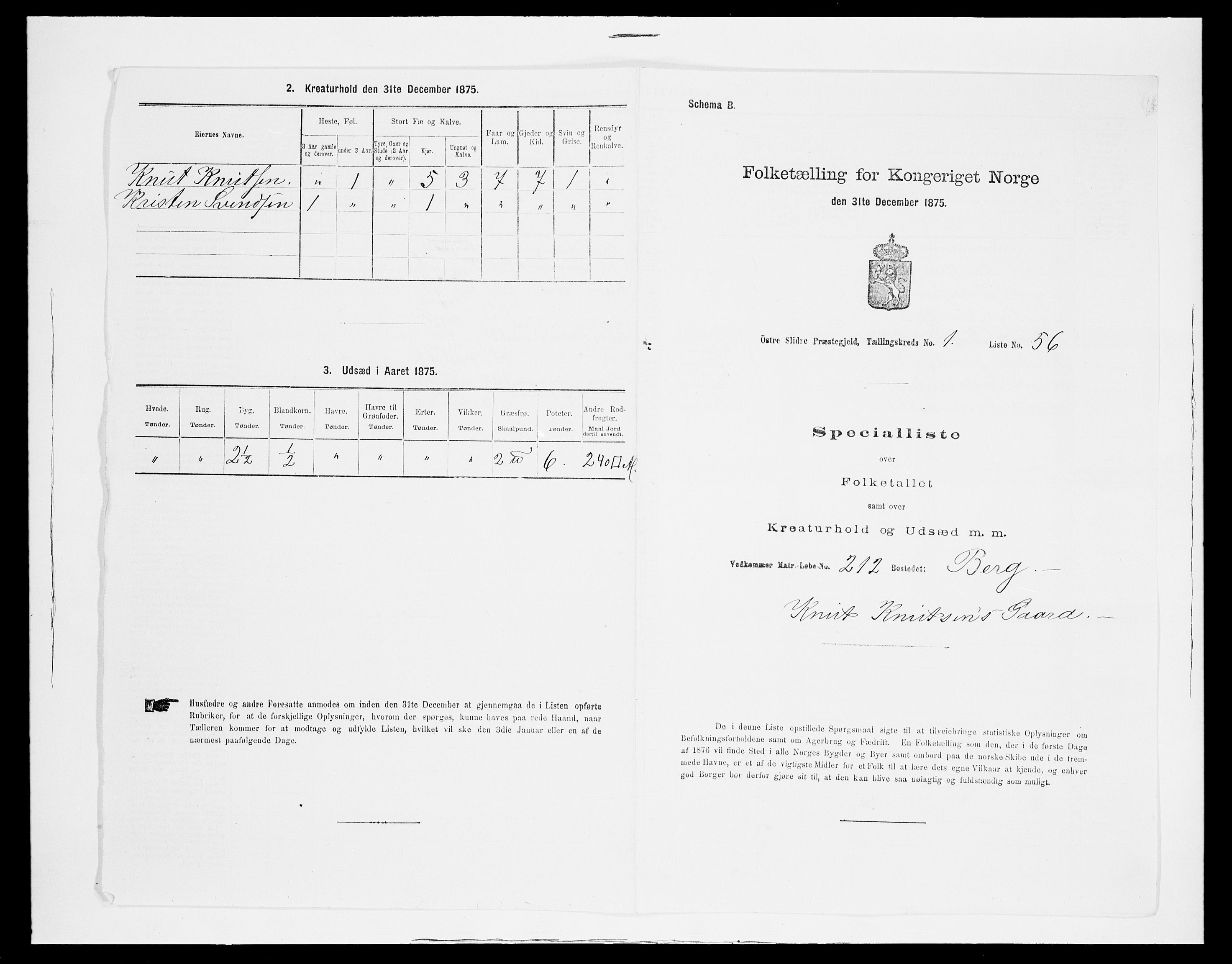 SAH, 1875 census for 0544P Øystre Slidre, 1875, p. 168