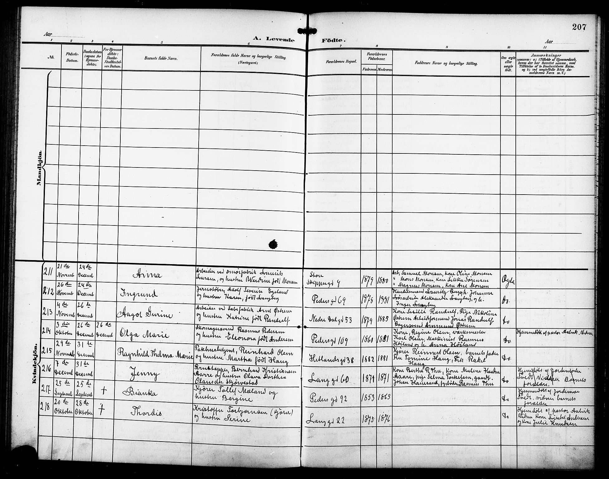 St. Johannes sokneprestkontor, AV/SAST-A-101814/001/30/30BB/L0004: Parish register (copy) no. B 4, 1900-1907, p. 207