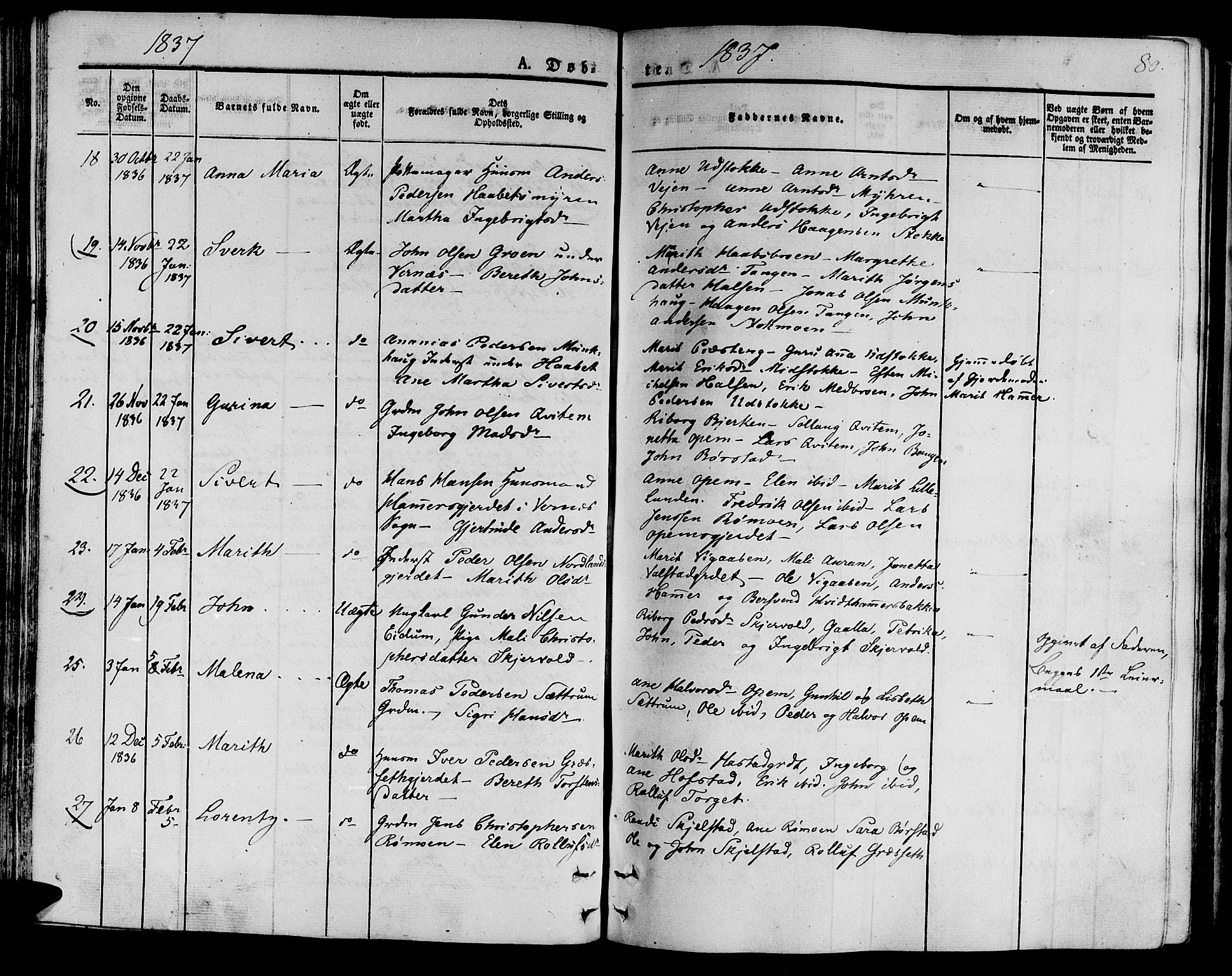 Ministerialprotokoller, klokkerbøker og fødselsregistre - Nord-Trøndelag, AV/SAT-A-1458/709/L0071: Parish register (official) no. 709A11, 1833-1844, p. 80