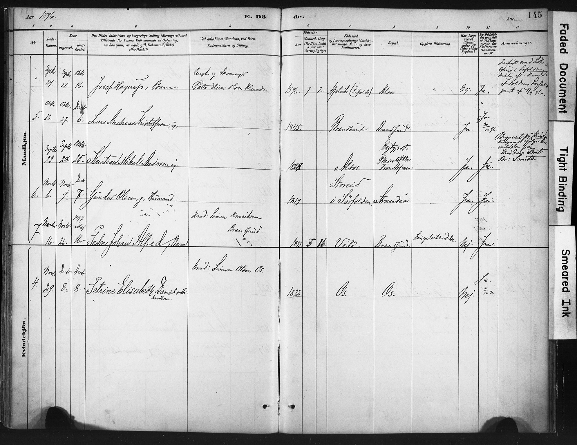 Ministerialprotokoller, klokkerbøker og fødselsregistre - Nordland, AV/SAT-A-1459/803/L0071: Parish register (official) no. 803A01, 1881-1897, p. 145