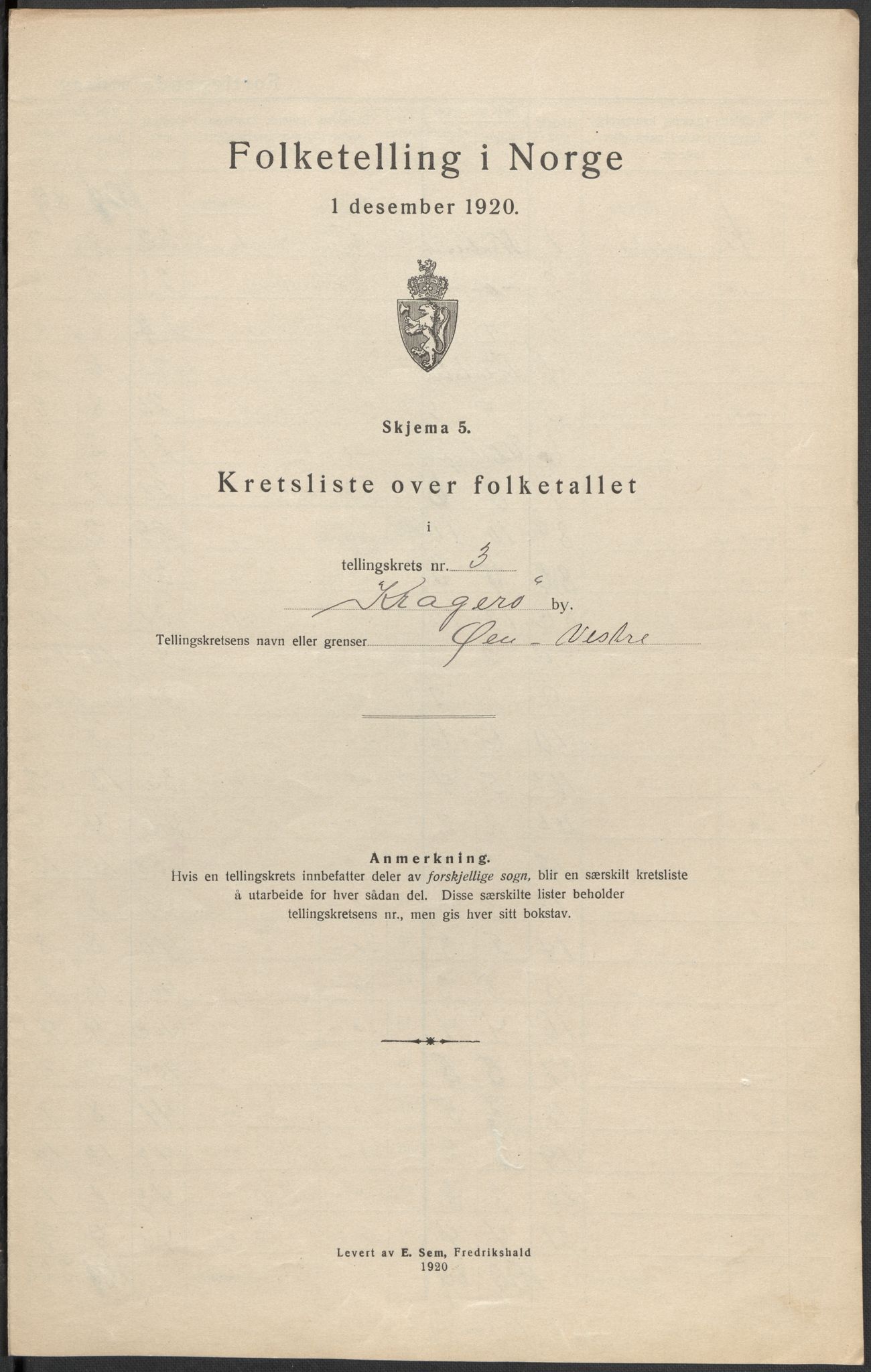 SAKO, 1920 census for Kragerø, 1920, p. 14