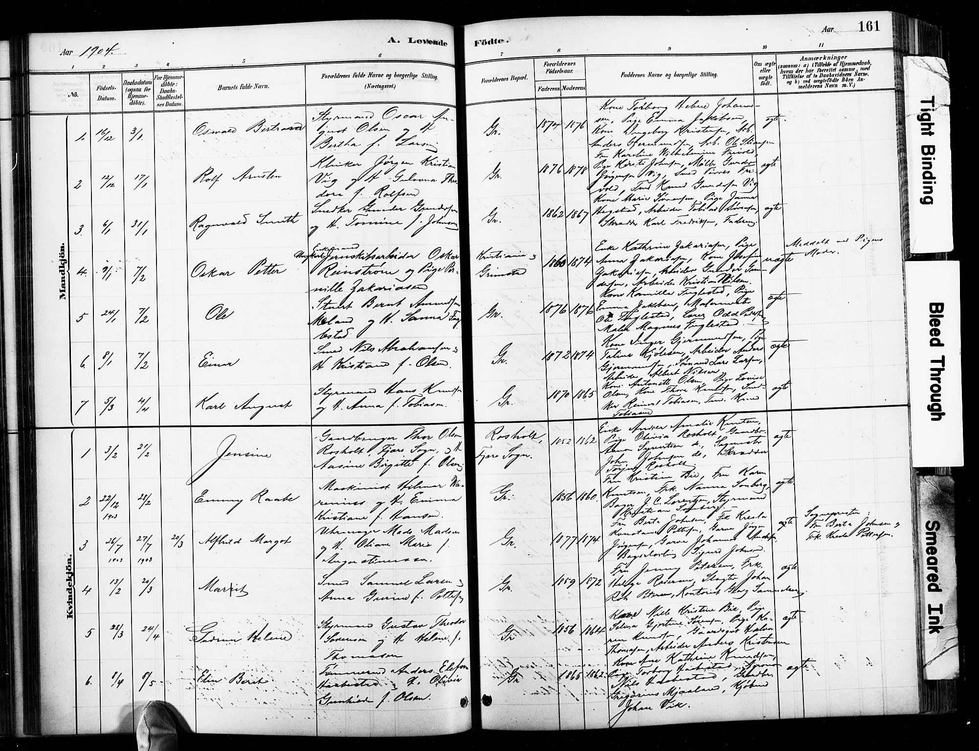 Grimstad sokneprestkontor, SAK/1111-0017/F/Fb/L0001: Parish register (copy) no. B 1, 1881-1922, p. 161