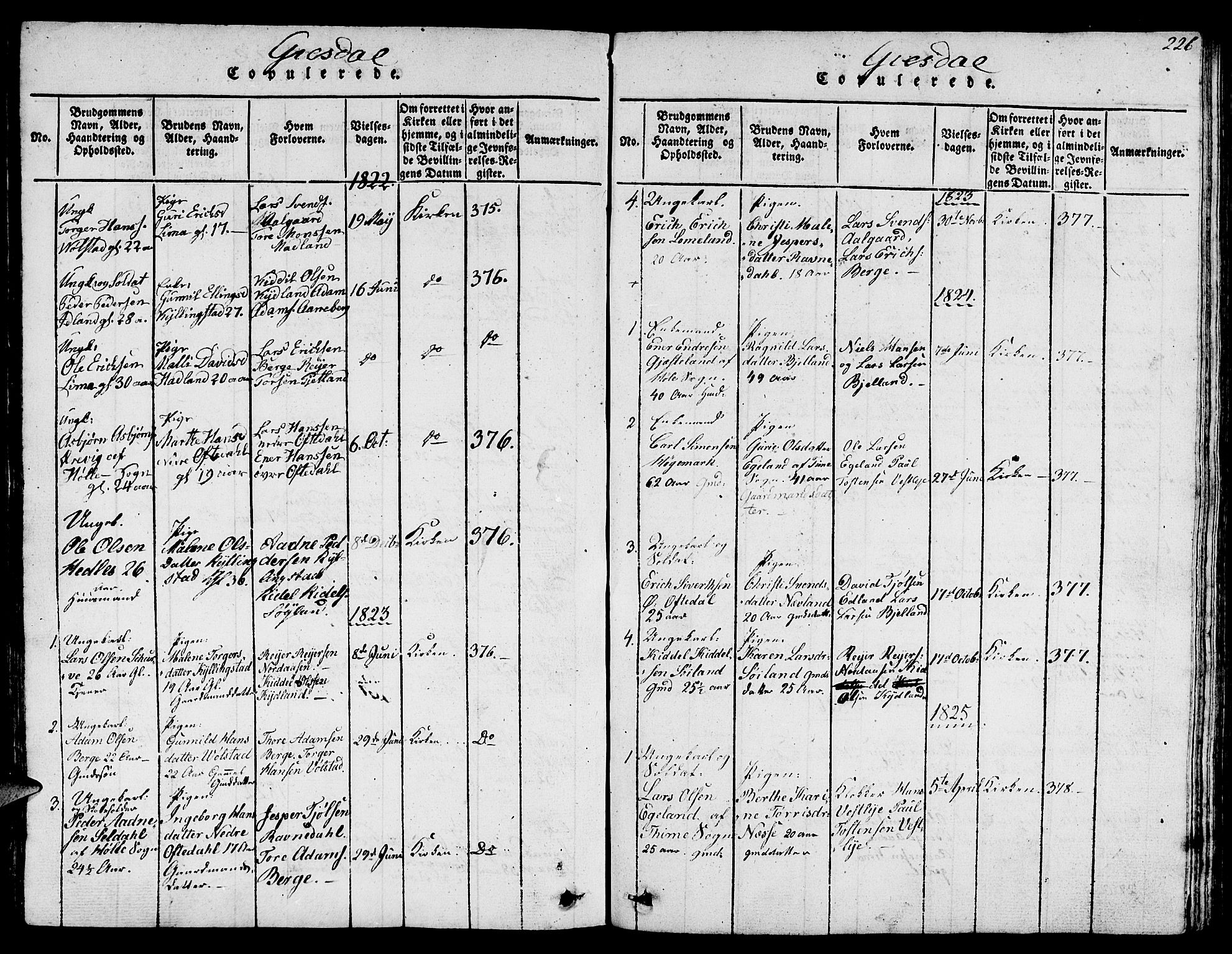 Lye sokneprestkontor, SAST/A-101794/001/30BB/L0001: Parish register (copy) no. B 1 /2, 1816-1826, p. 226