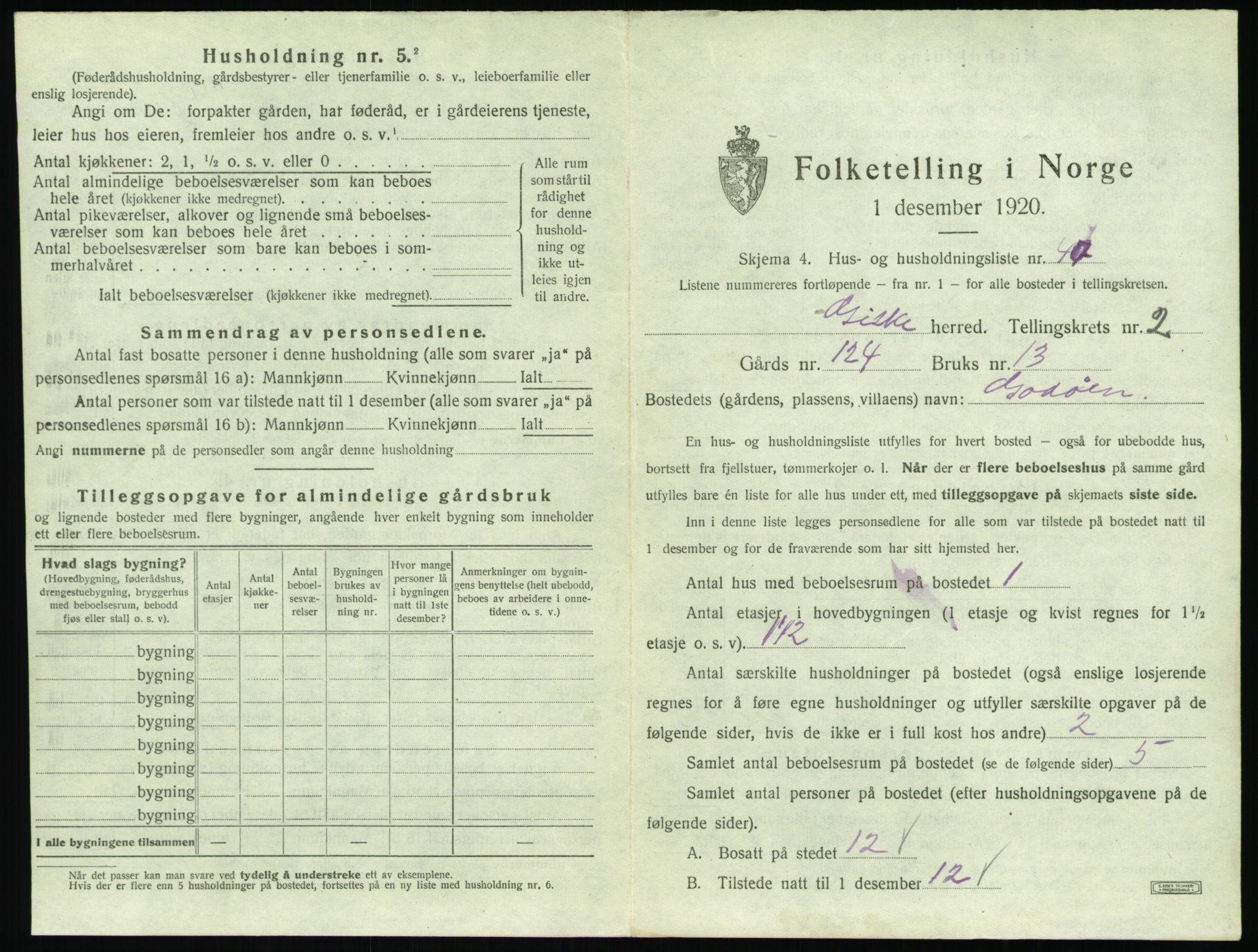 SAT, 1920 census for Giske, 1920, p. 150