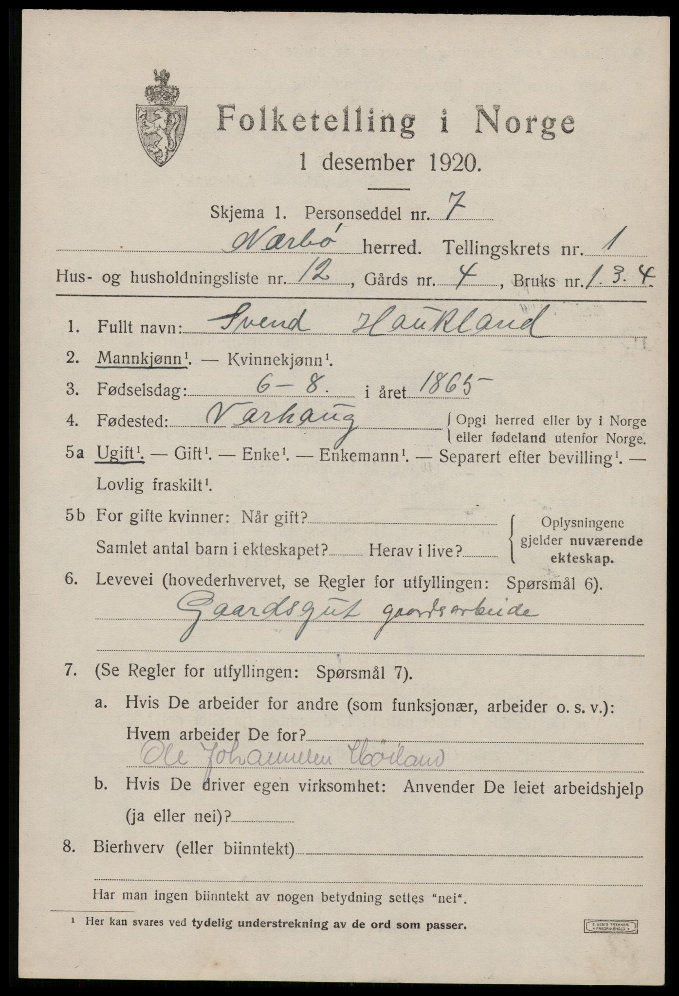 SAST, 1920 census for Nærbø, 1920, p. 941