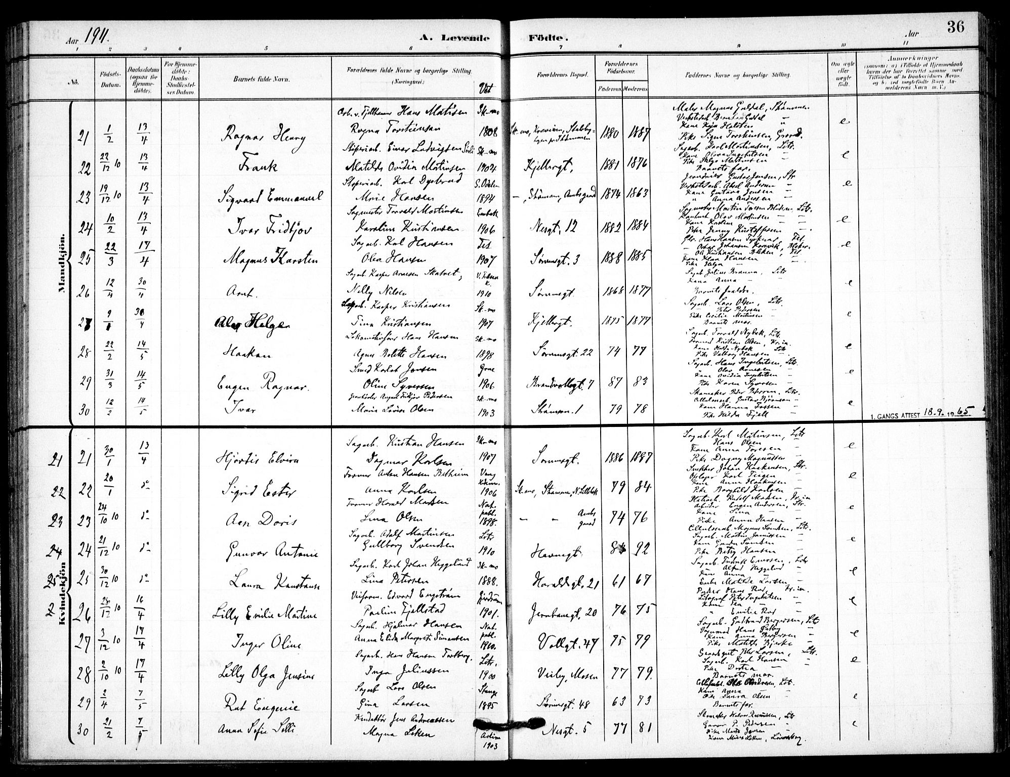 Skedsmo prestekontor Kirkebøker, AV/SAO-A-10033a/F/Fc/L0001: Parish register (official) no. III 1, 1908-1916, p. 36