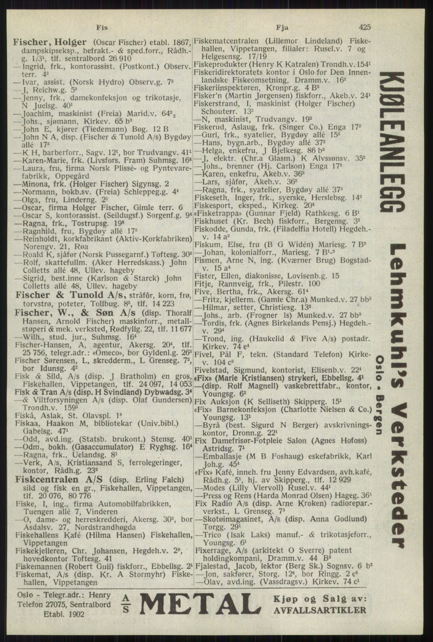 Kristiania/Oslo adressebok, PUBL/-, 1941, p. 425
