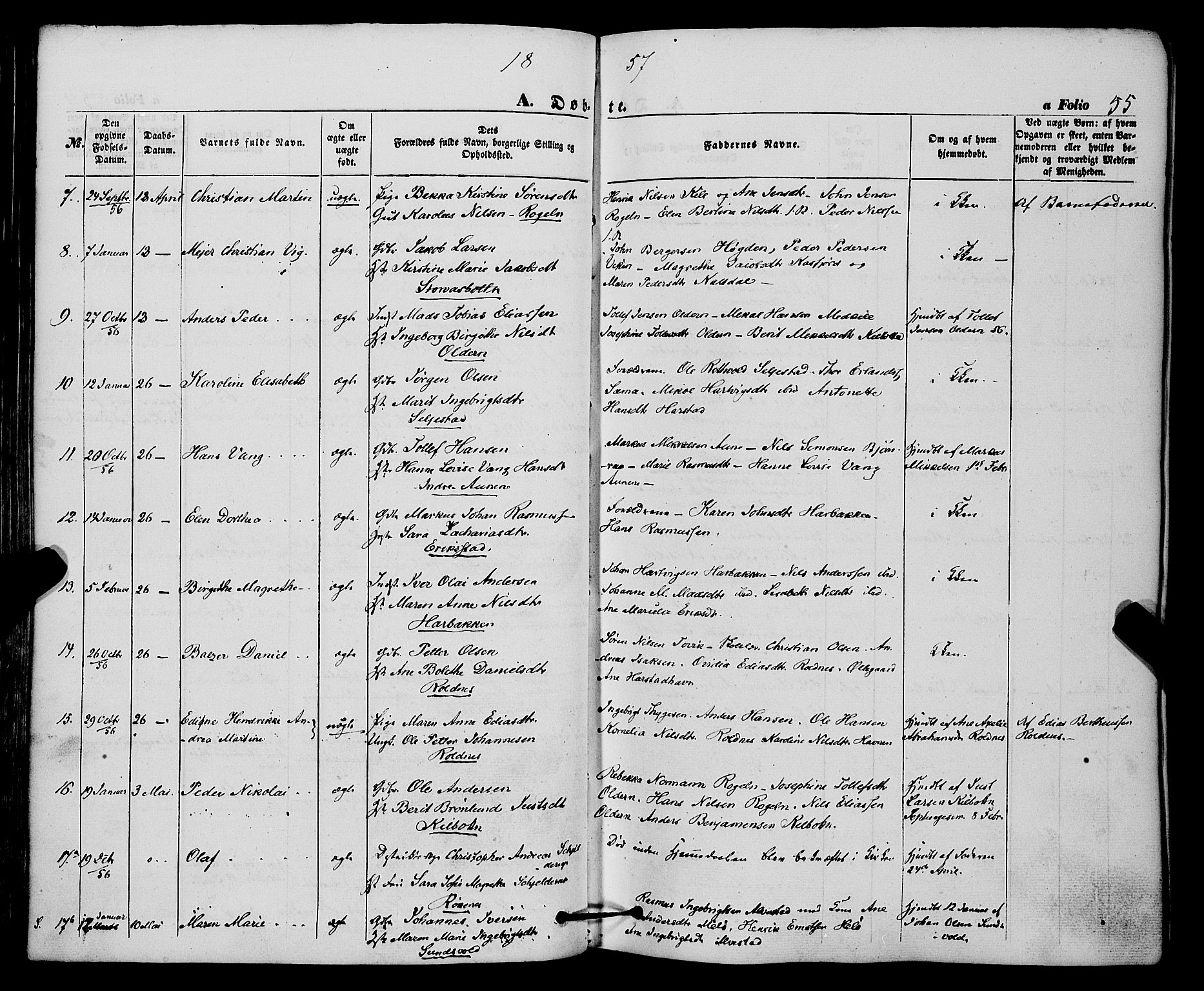 Trondenes sokneprestkontor, AV/SATØ-S-1319/H/Ha/L0011kirke: Parish register (official) no. 11, 1853-1862, p. 55