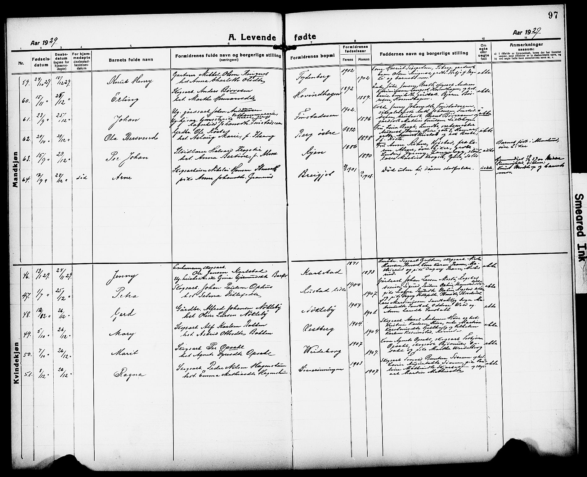 Løten prestekontor, AV/SAH-PREST-022/L/La/L0008: Parish register (copy) no. 8, 1920-1929, p. 97