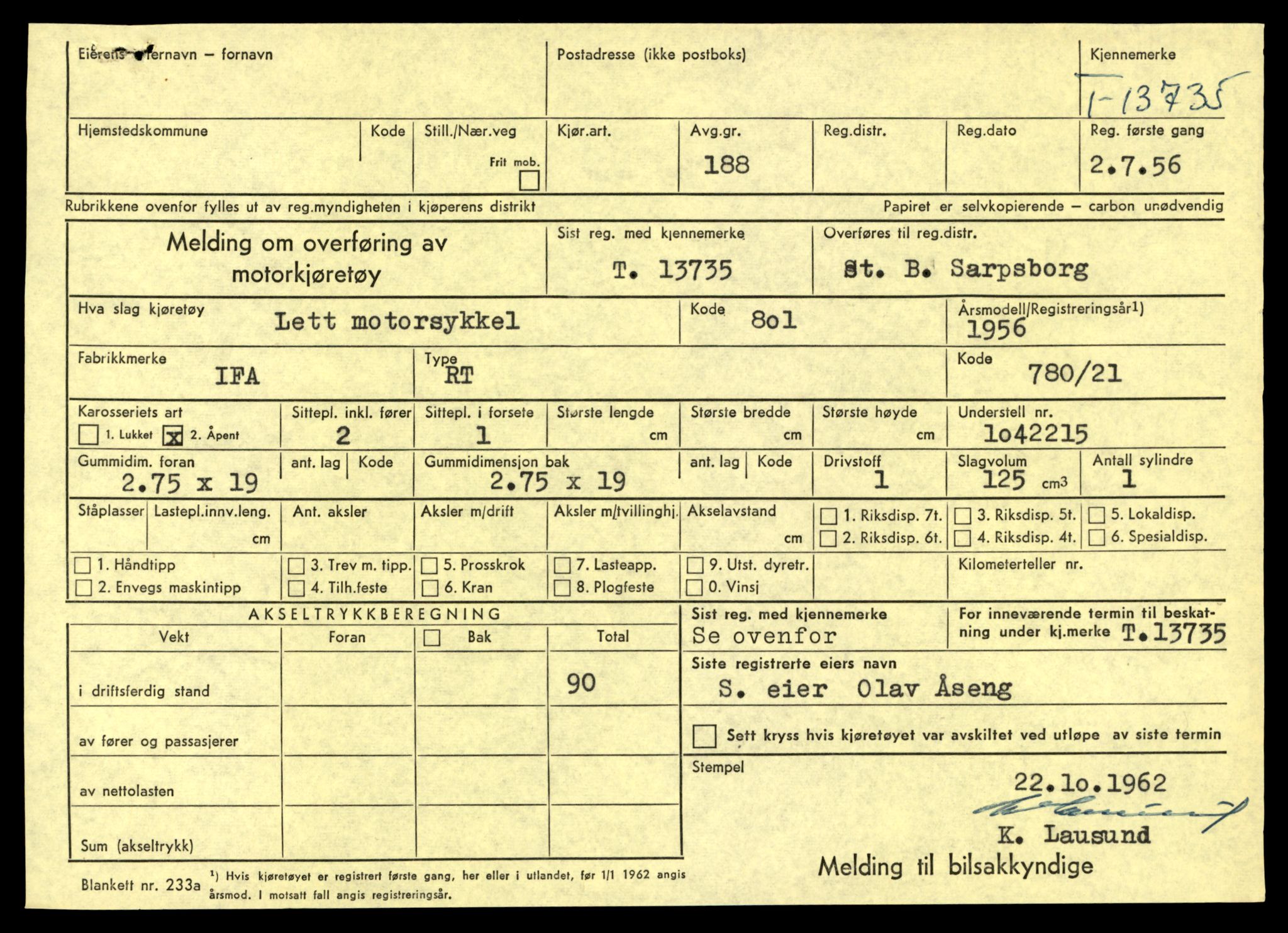 Møre og Romsdal vegkontor - Ålesund trafikkstasjon, AV/SAT-A-4099/F/Fe/L0041: Registreringskort for kjøretøy T 13710 - T 13905, 1927-1998, p. 457