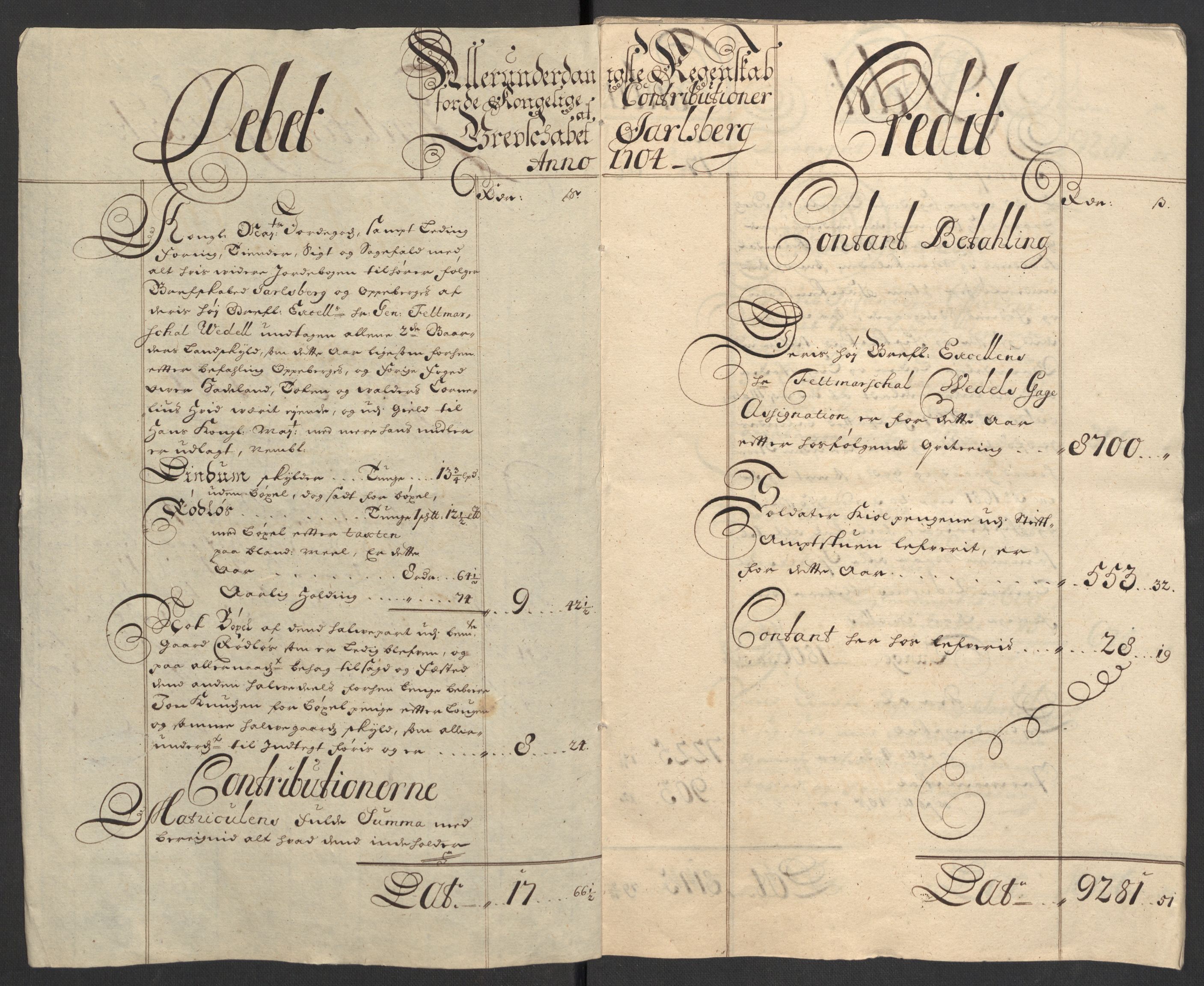 Rentekammeret inntil 1814, Reviderte regnskaper, Fogderegnskap, AV/RA-EA-4092/R32/L1871: Fogderegnskap Jarlsberg grevskap, 1703-1705, p. 204