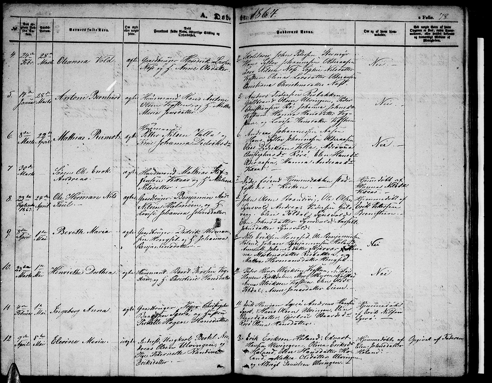 Ministerialprotokoller, klokkerbøker og fødselsregistre - Nordland, AV/SAT-A-1459/816/L0251: Parish register (copy) no. 816C01, 1852-1870, p. 78